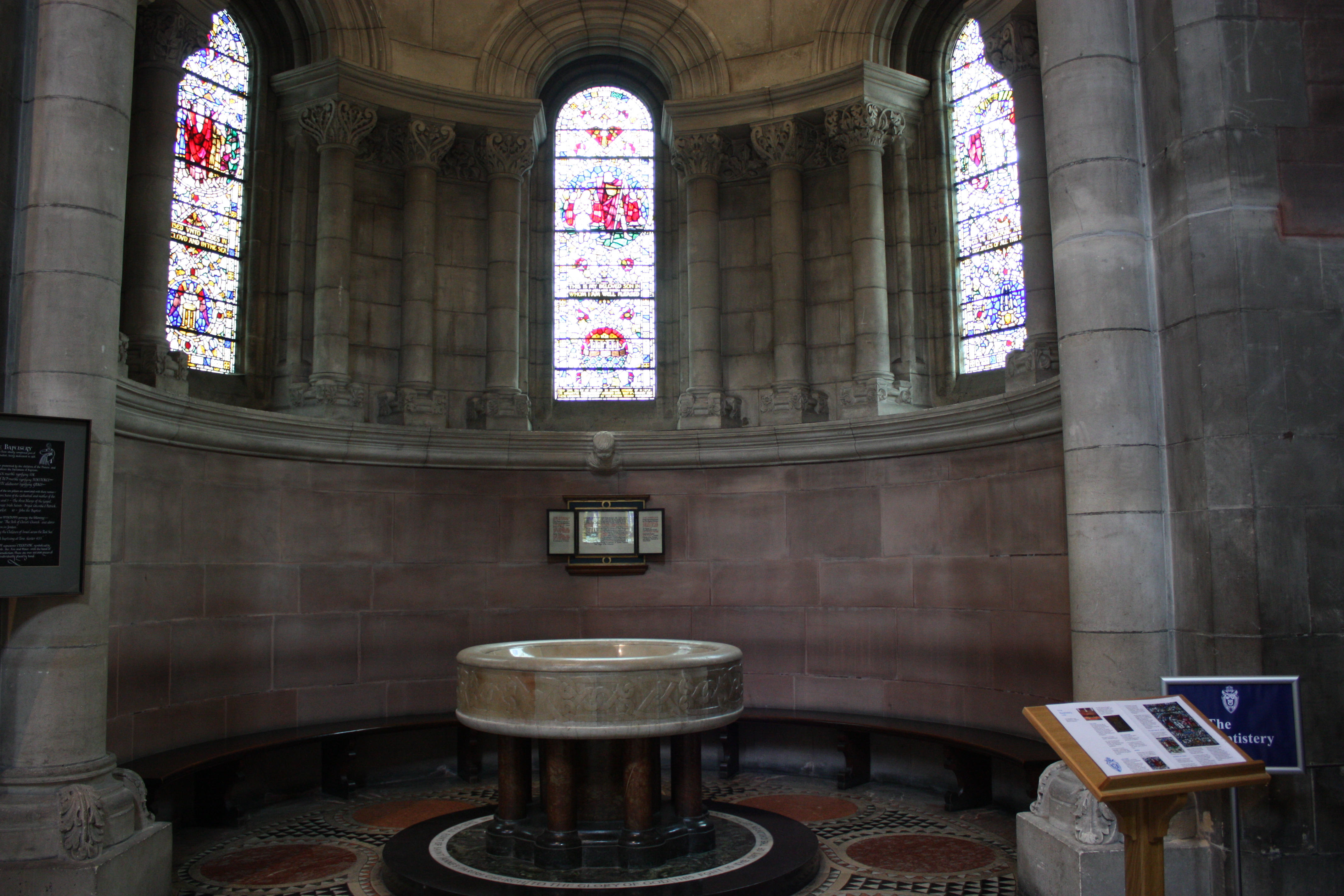 Baptistry and font, St Anne's Cathedral, Donegall Street, Belfast, Northern Ireland, July 2010
