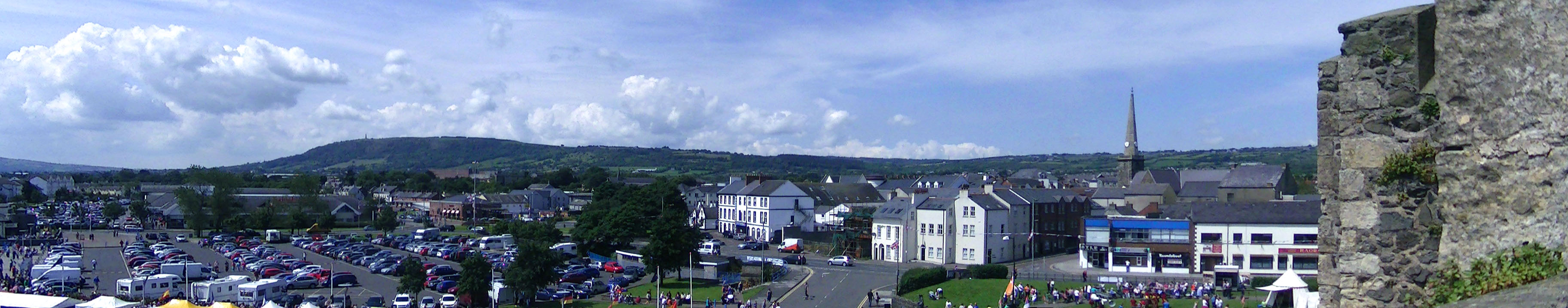 Panorama of Carrickfergus from Carrickfergus Castle. In the distance is Knockagh Hill.