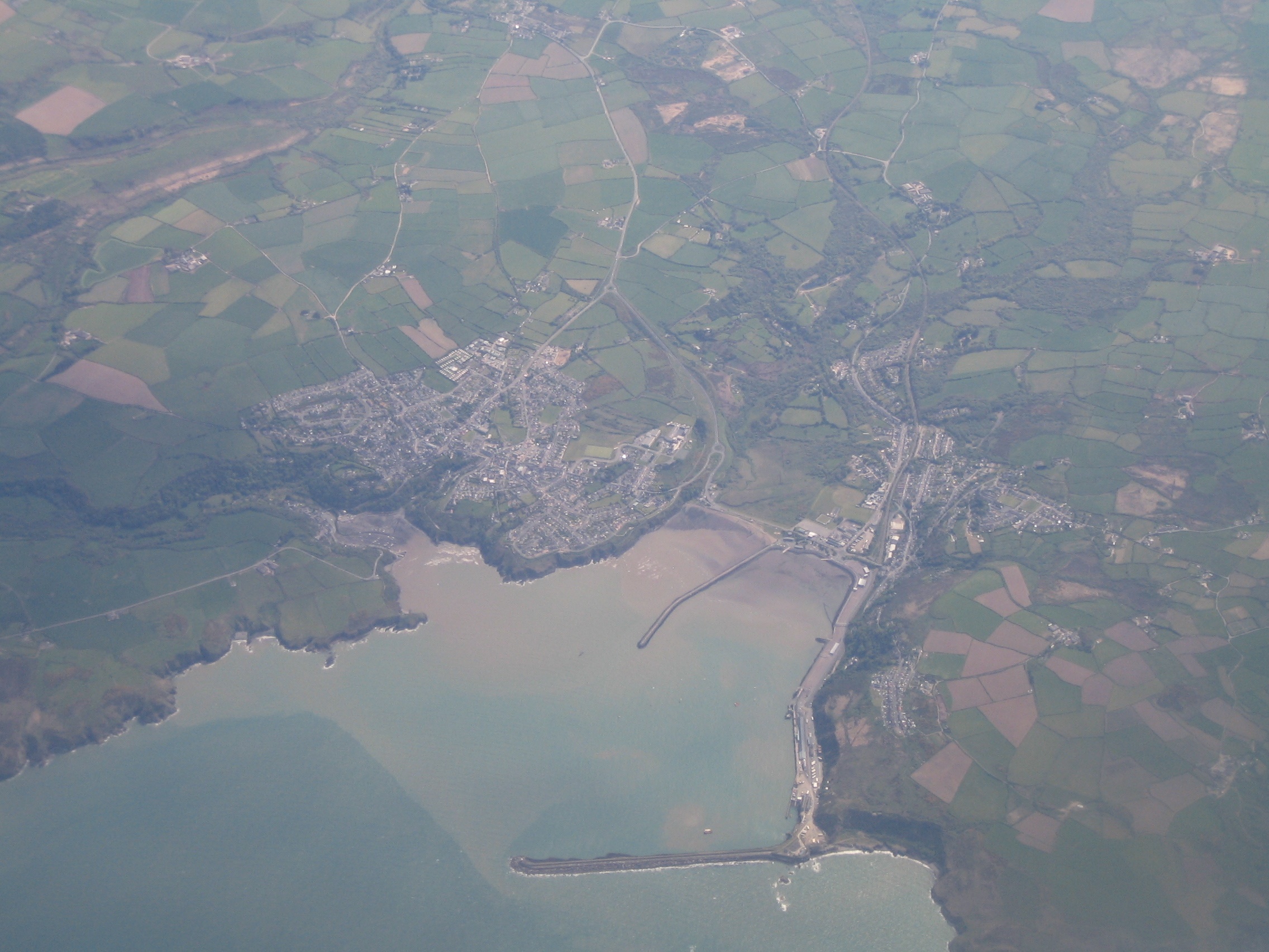 An aerial view of Fishguard, Wales.