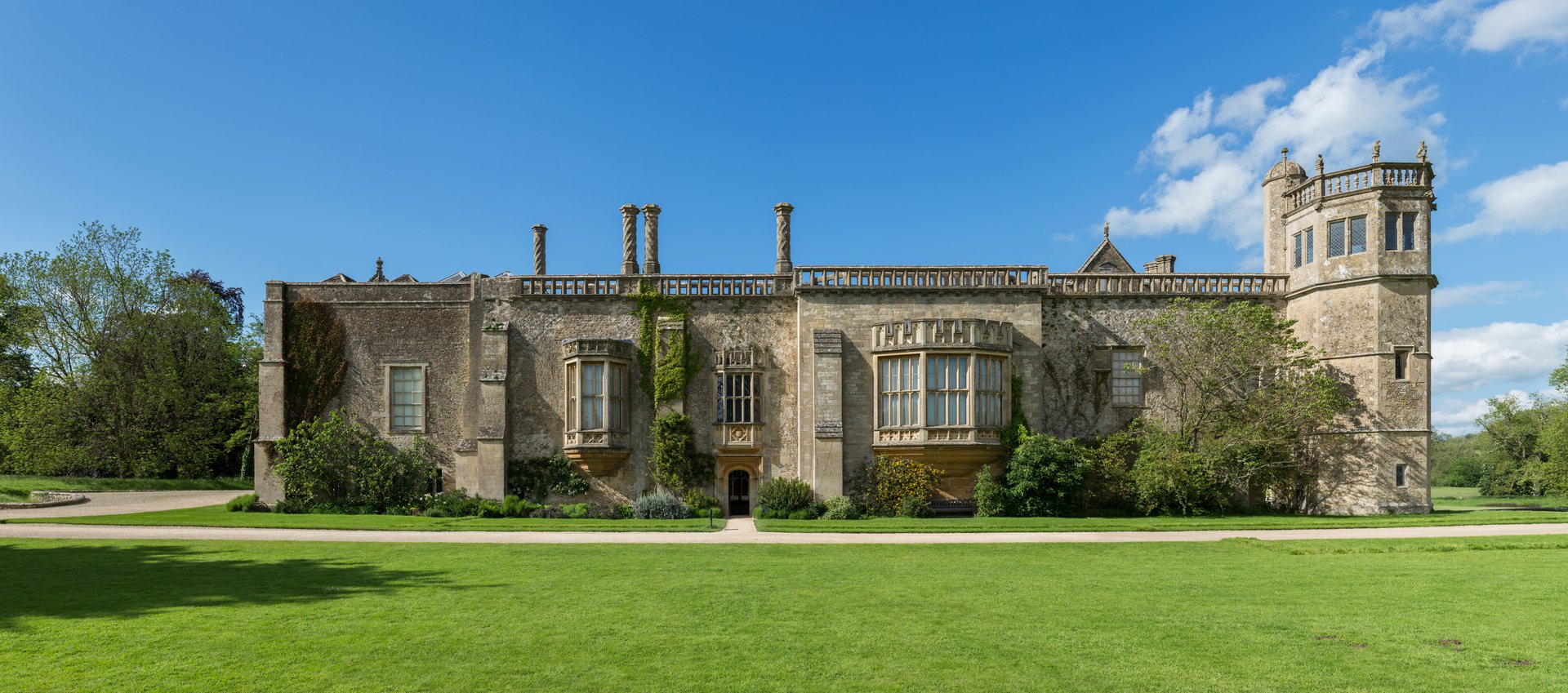 A panoramic view of Lacock Abbey as viewed from the south