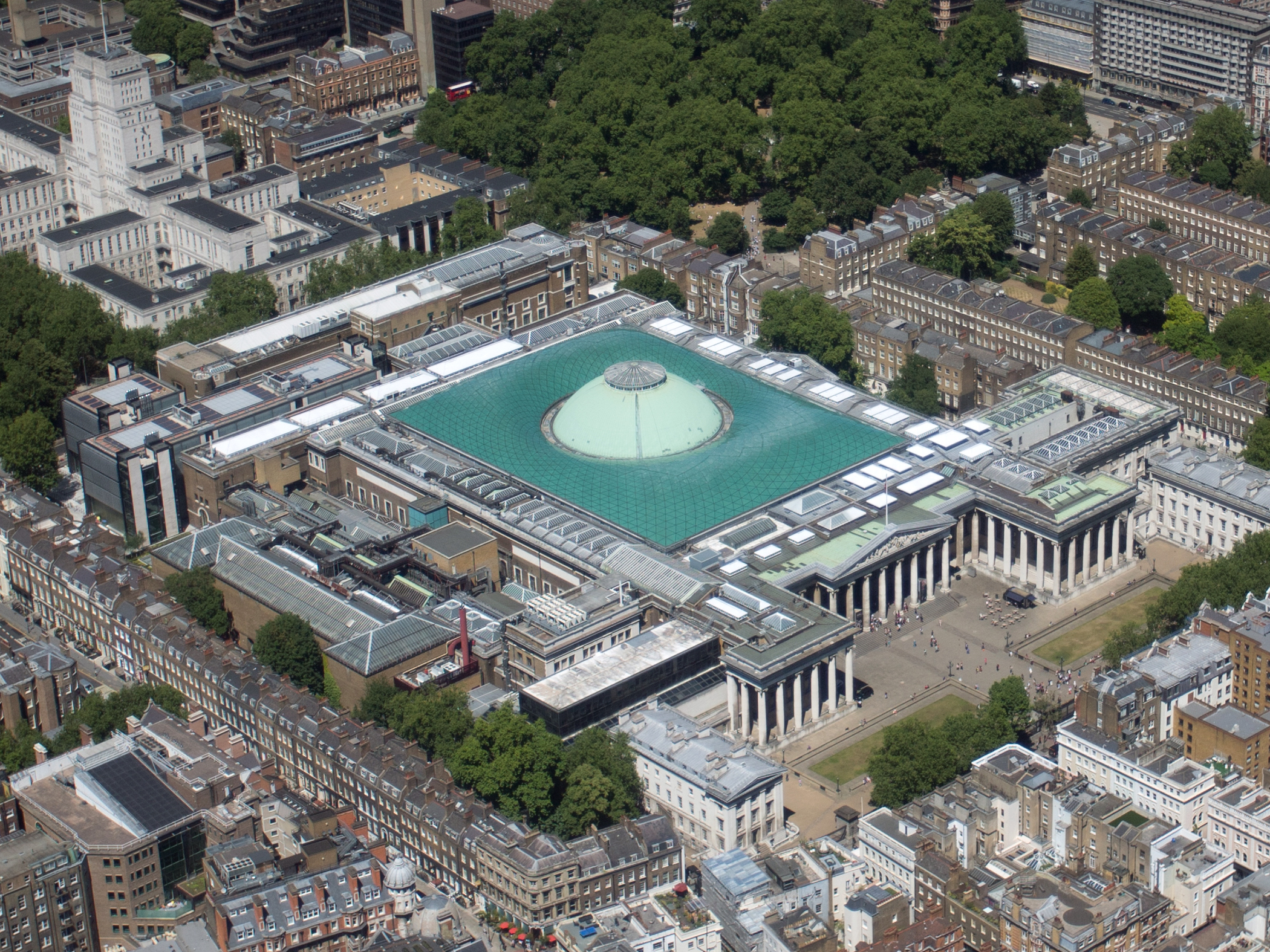 Aerial shot of the British Museum, London.