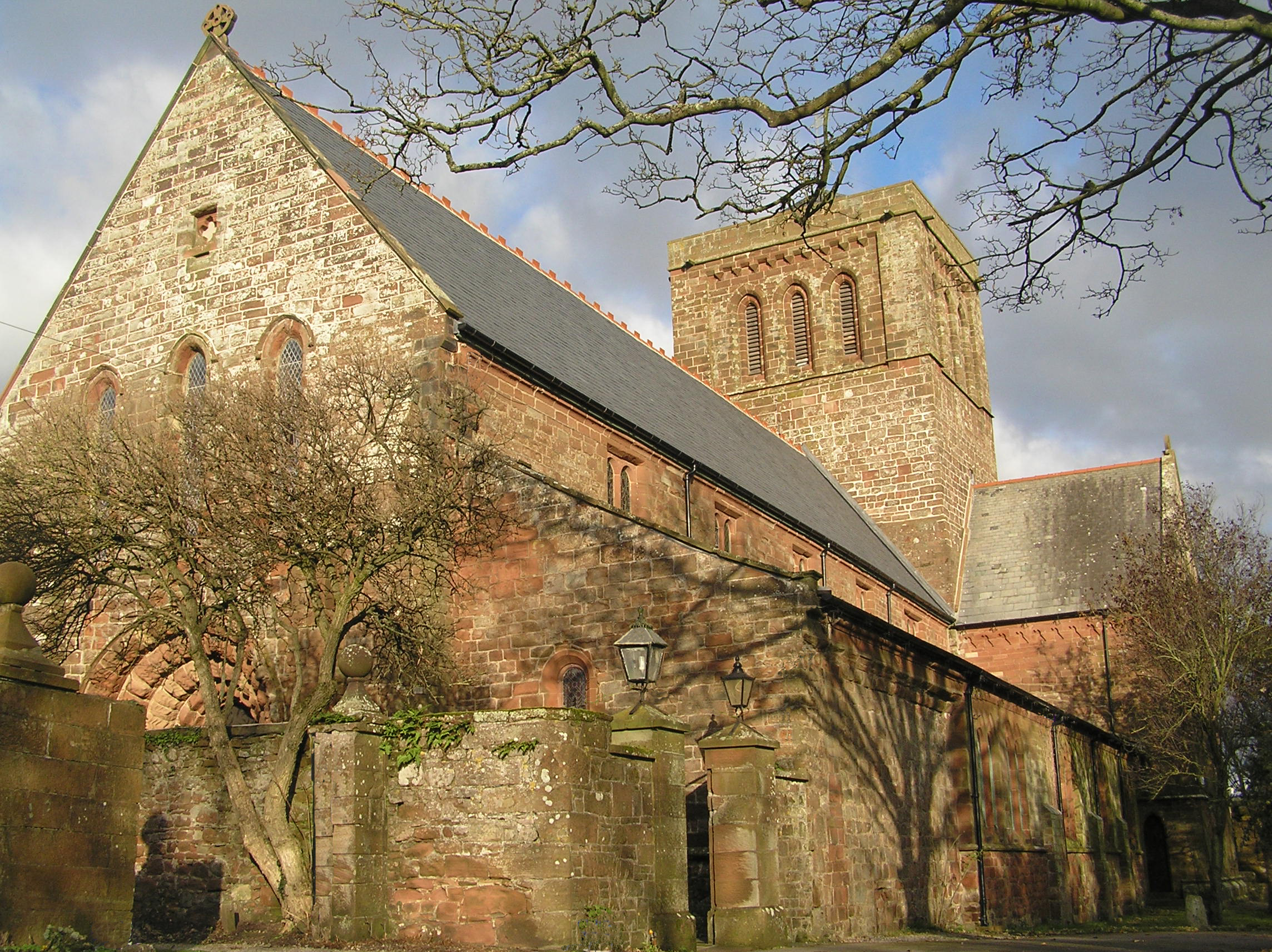 St Bees Priory from the west in autumn sun