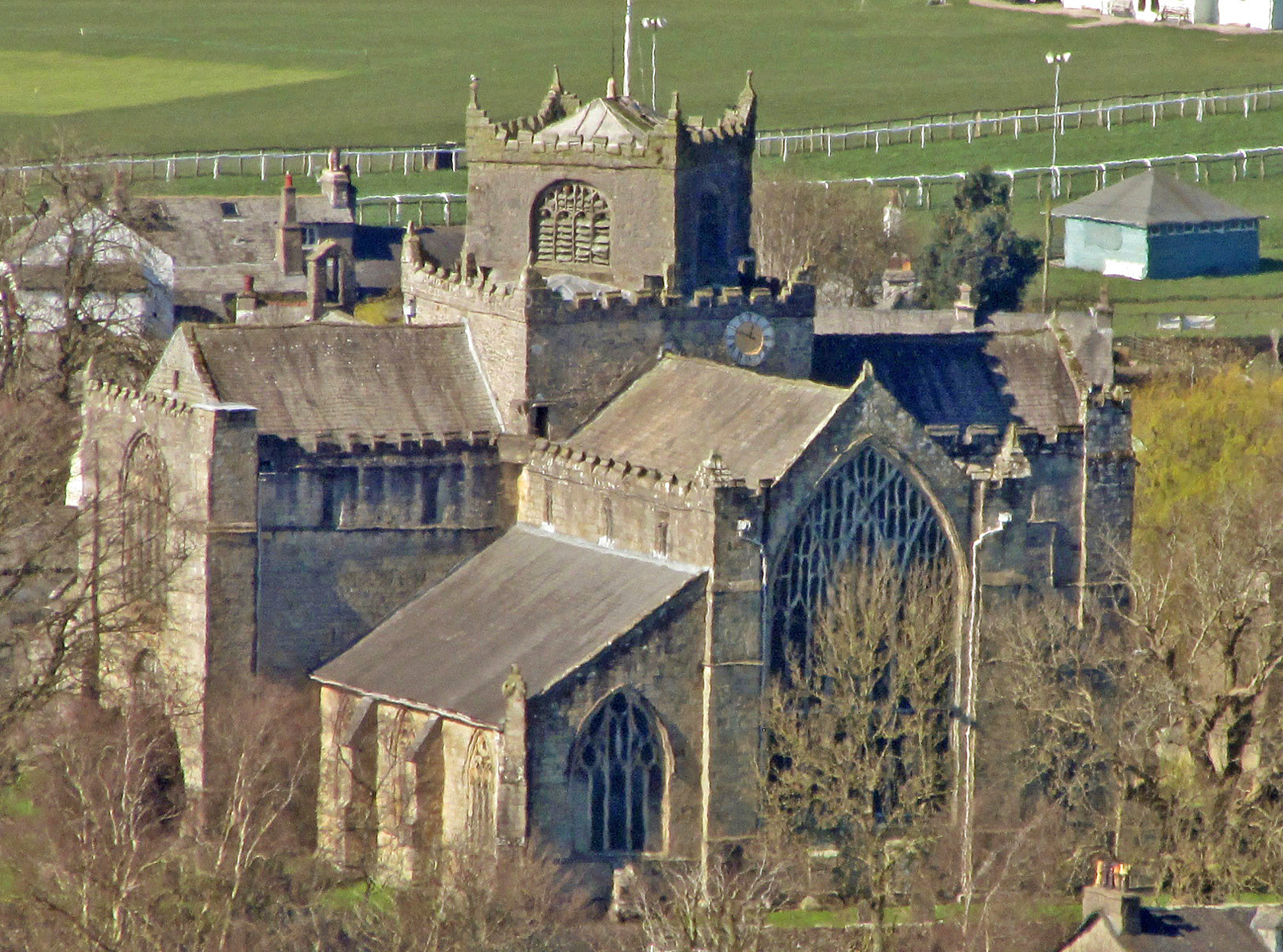 Cartmel Priory, Cumbria, from the East, from Hampsfell