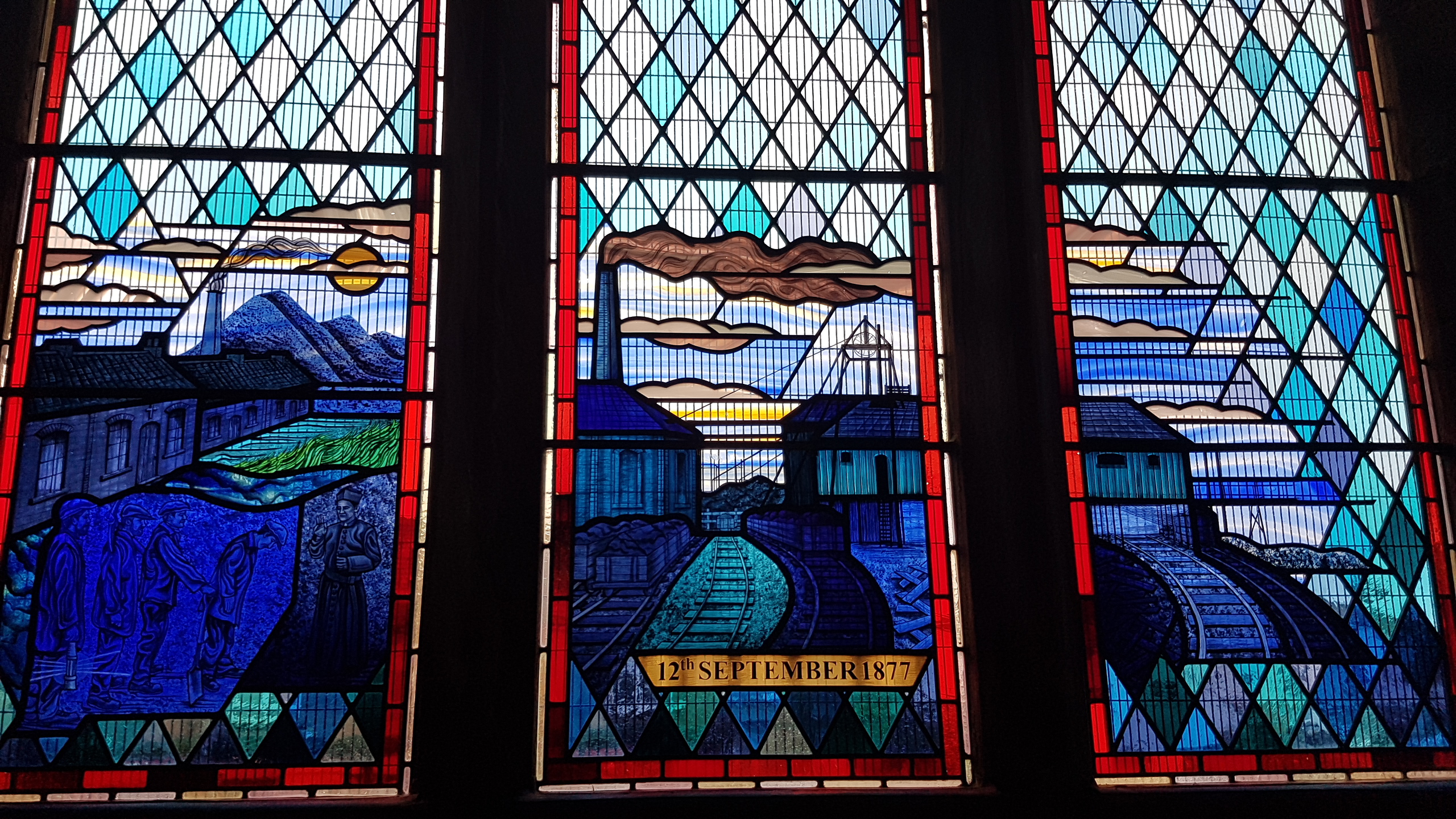 The lower panels contain pictorial representations of Blantyre in 1877