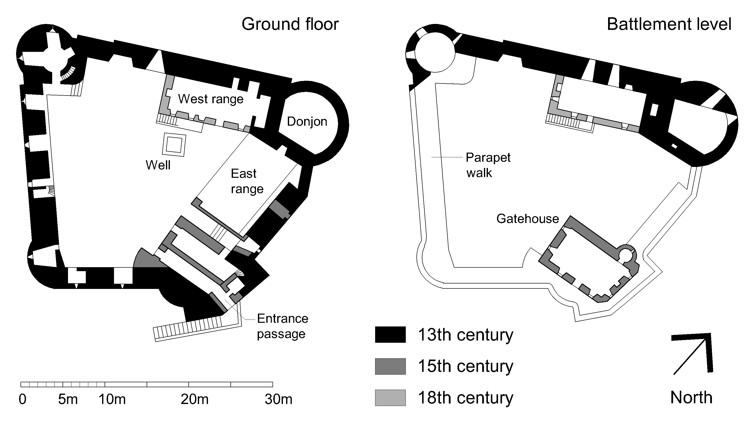 Plans of Dunstaffnage Castle, Argyll, Scotland.