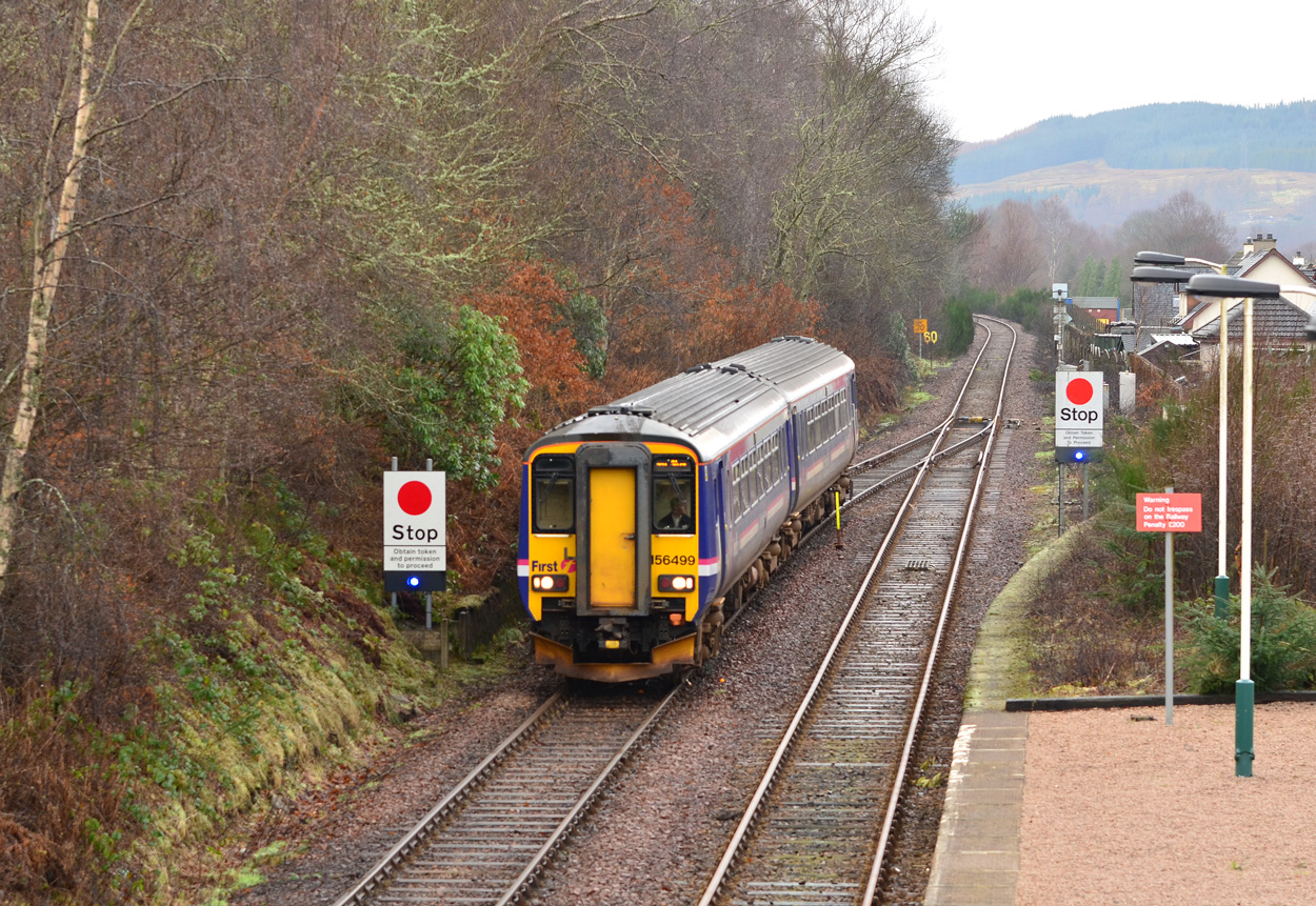 Train approaching Spean Bridge station