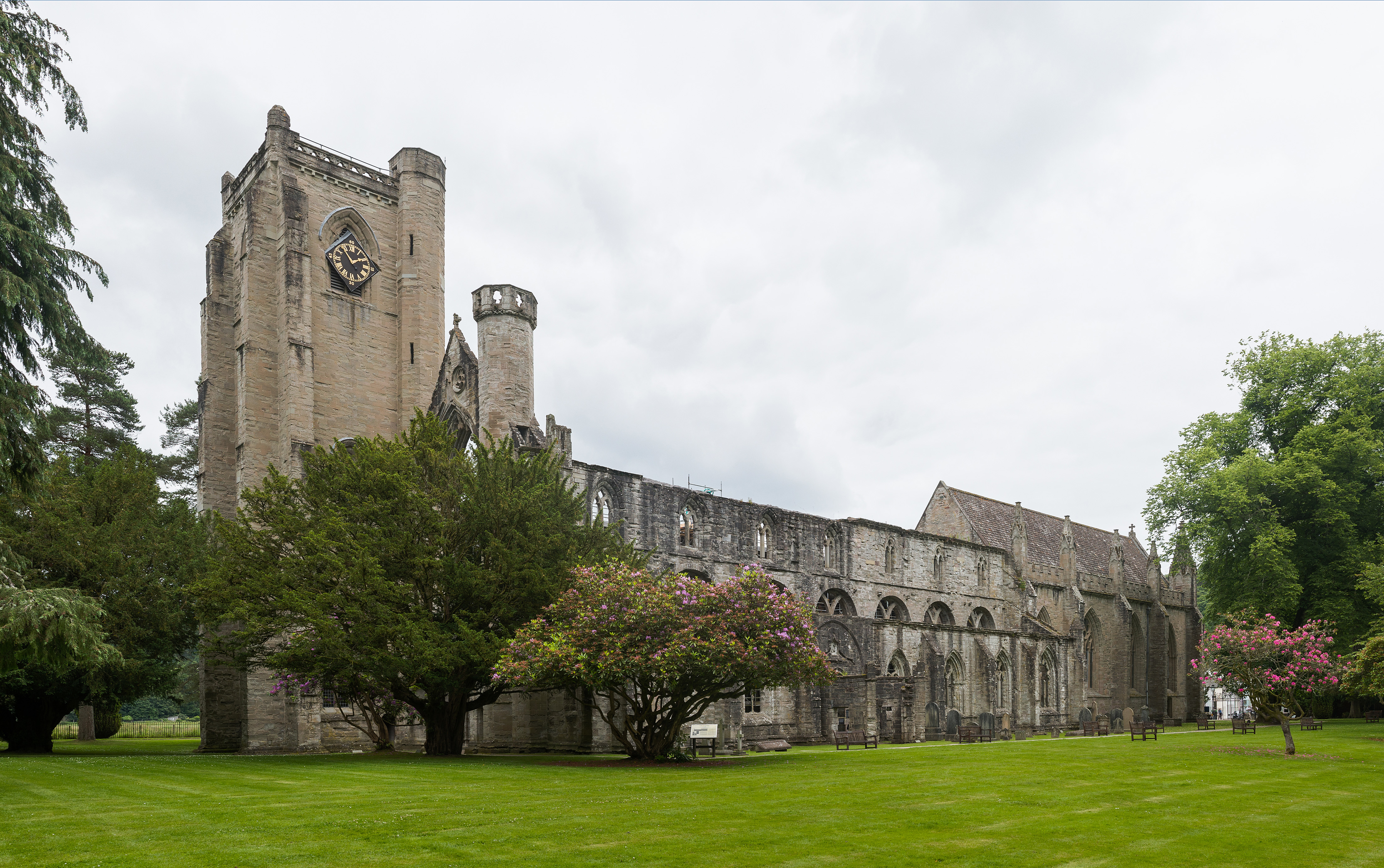 The exterior of Dunkeld Cathedral in Dunkeld, Scotland.