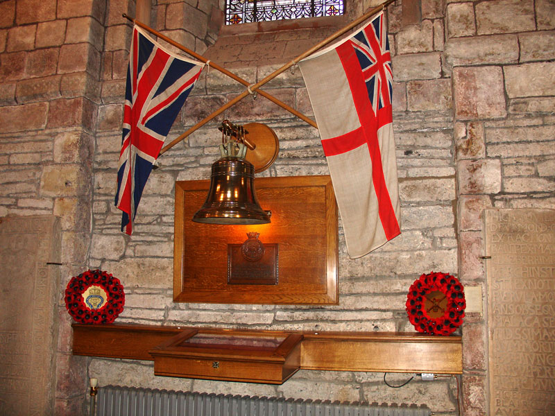Memorial to HMS Royal Oak (sunk 14 October 1939) in St Magnus' Cathedral, Kirkwall.