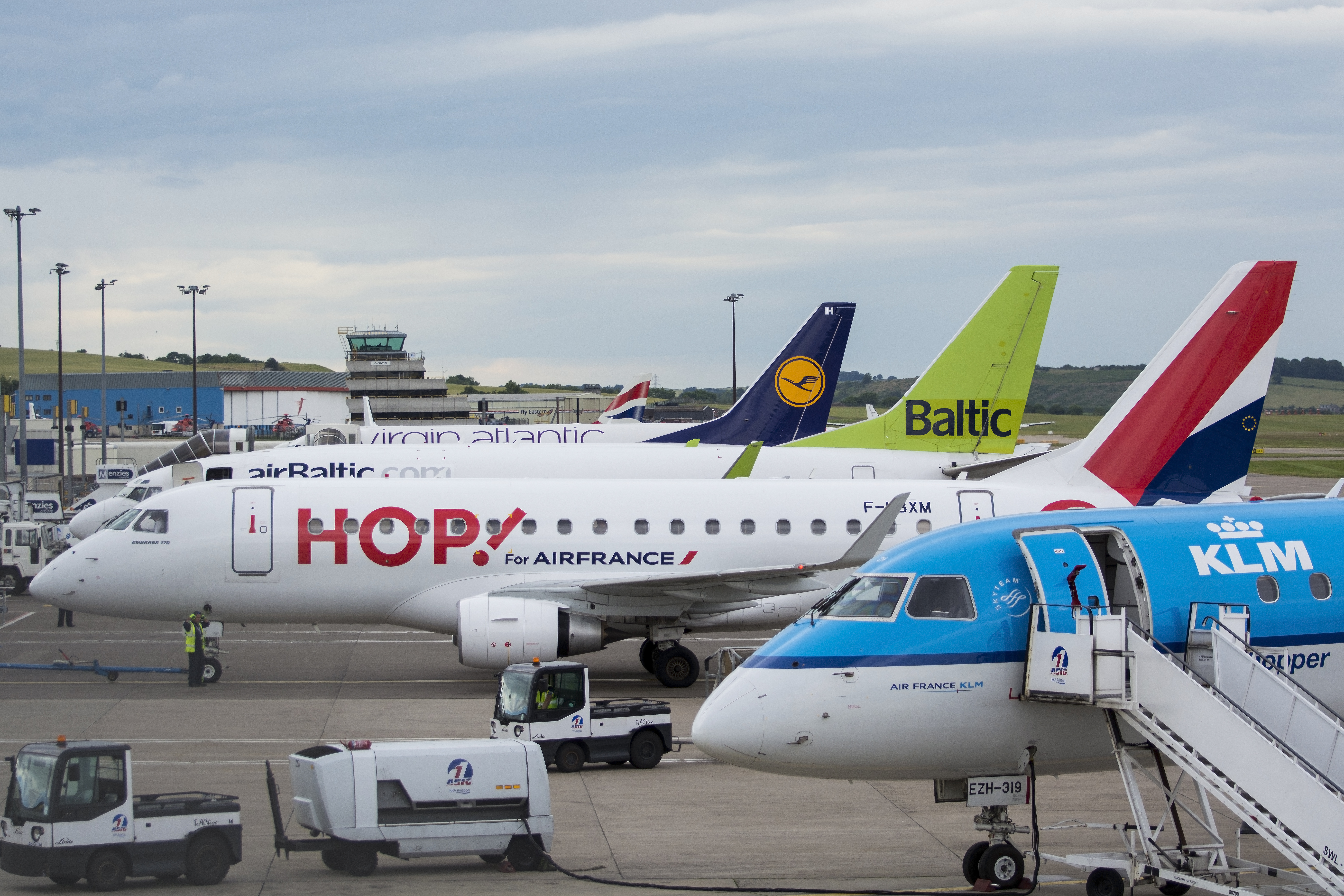 A selection of tails at Aberdeen International Airport