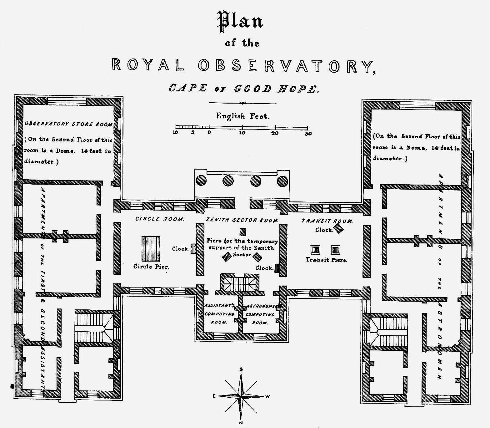 Plan of the main building of the Royal Observatory, Cape of Good Hope, drawn by C. P. Smyth