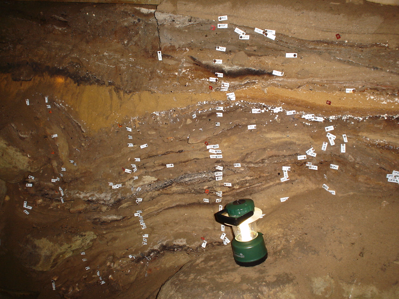 Deposit layers at Blombos Cave, South Africa