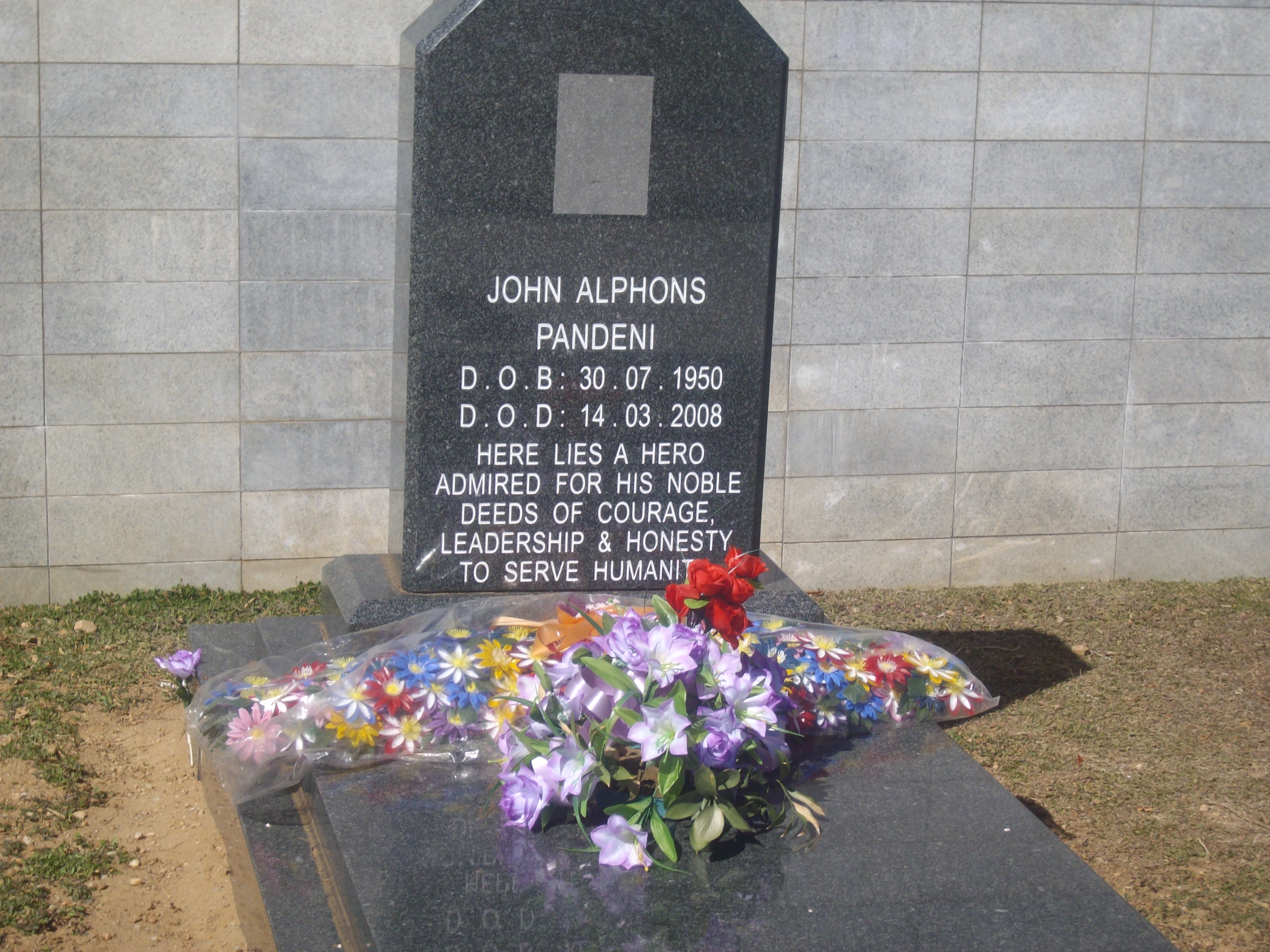 John Pandeni's gravesite at the national war memorial, Heroes Acre.