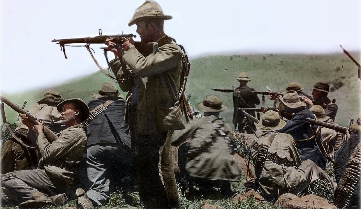 A restored photo of the Boers at the Battle of Colenso.