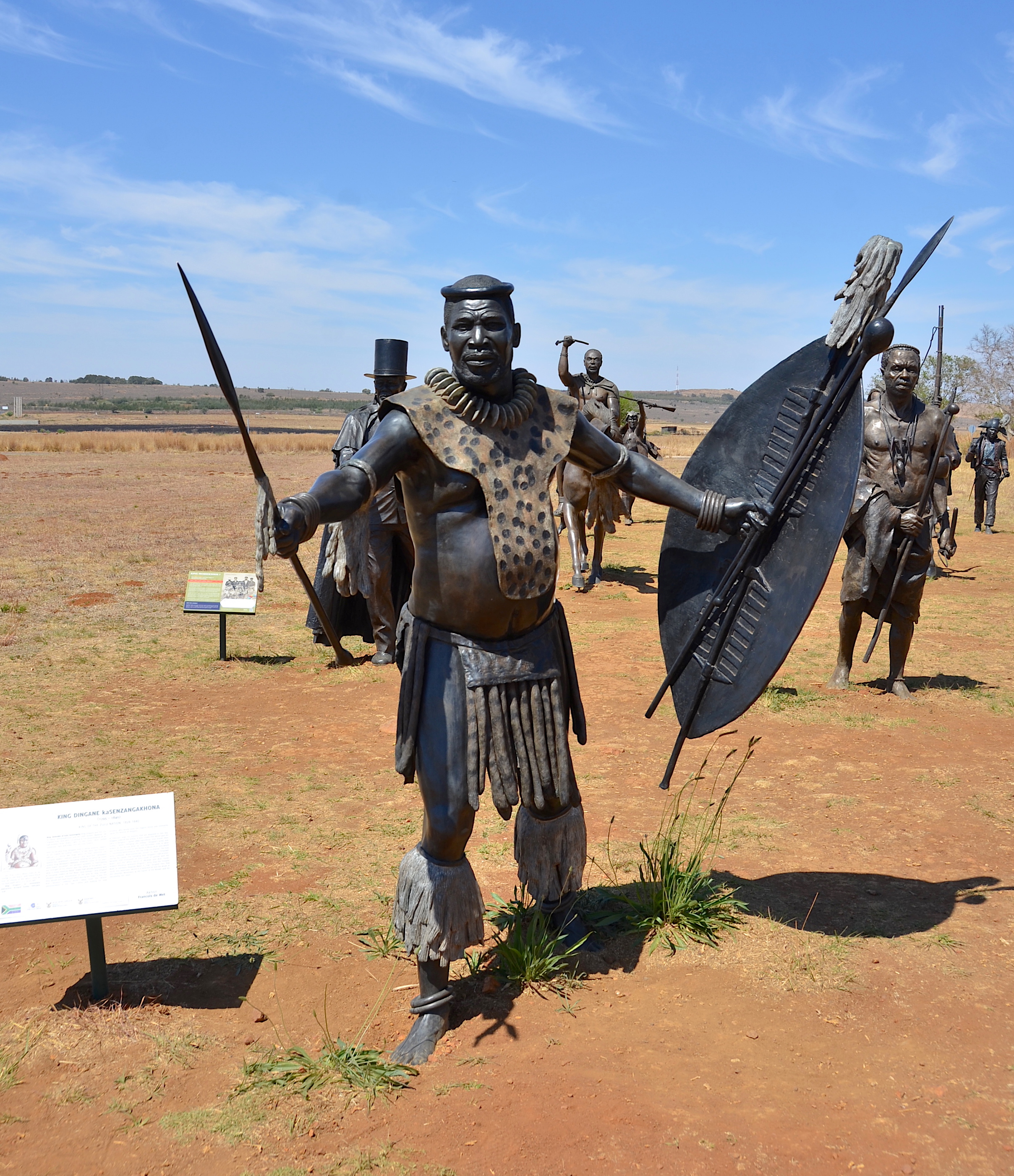 Zulu König Dingane kaSenzangakhona, Bronzefigur bei Maropeng, Südafrika