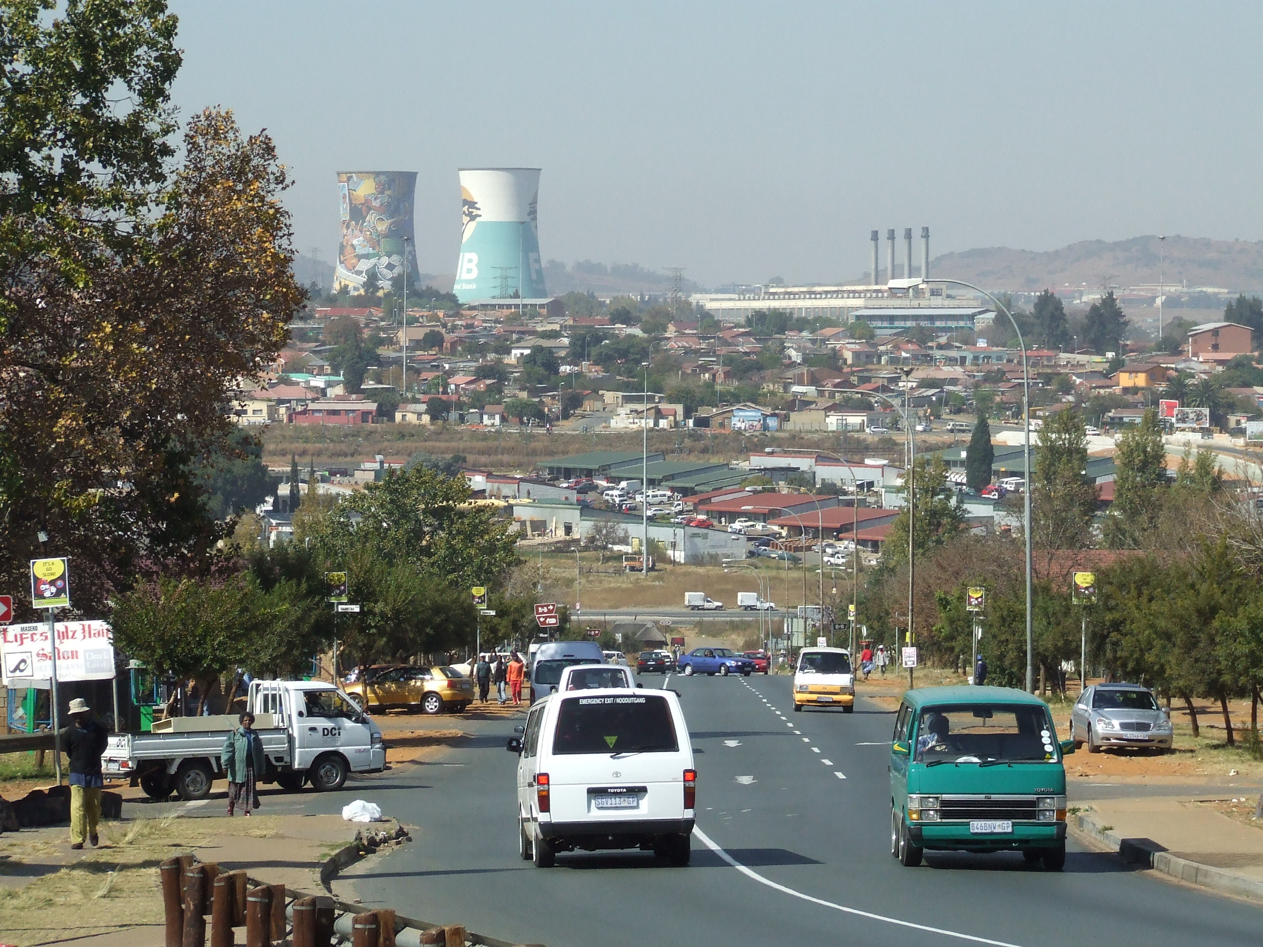 Taken from Hector Pietersen Memorial - View to cooling towers of power station filmed in TV series "Amazing Race"