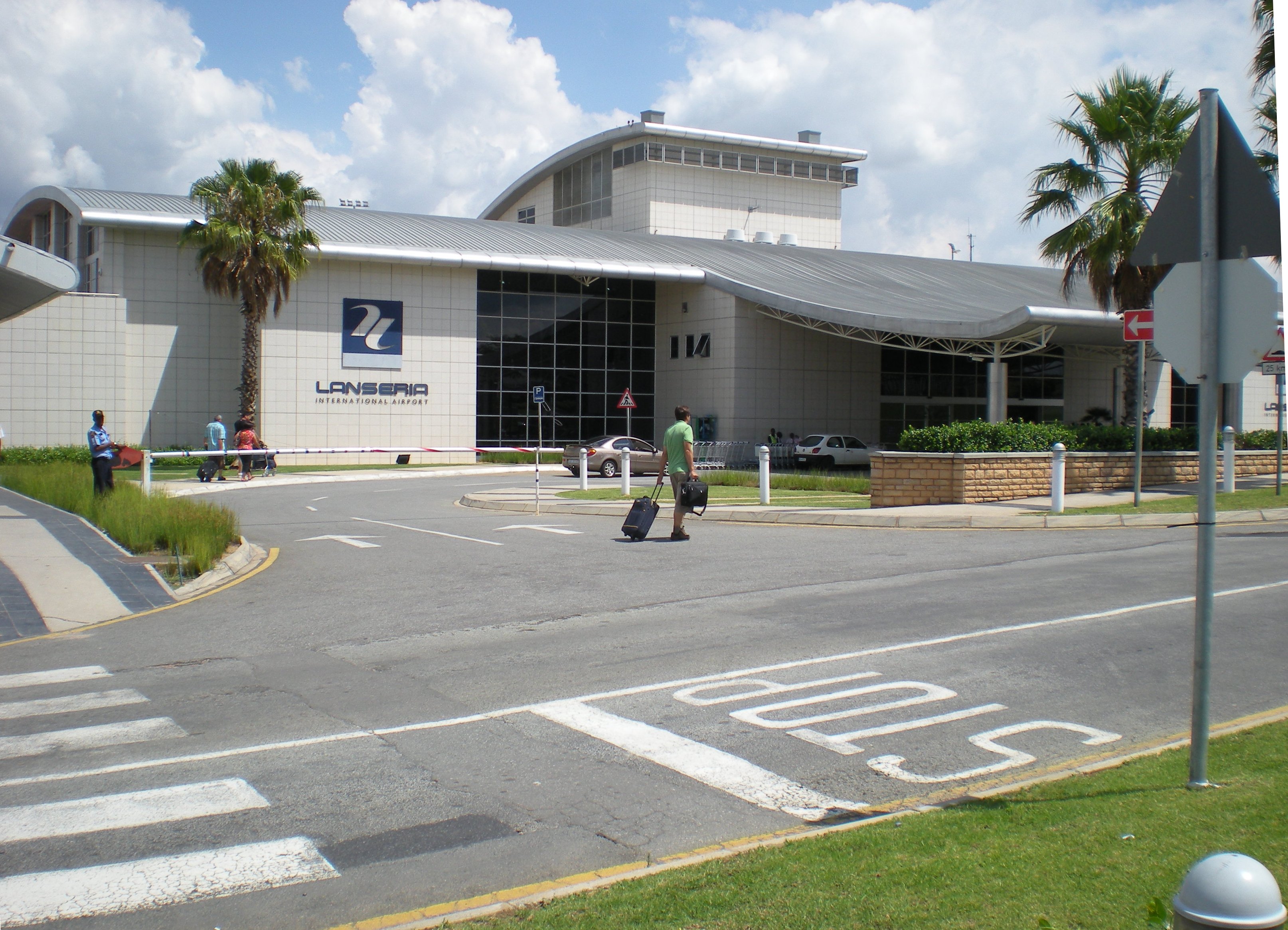 Landside exterior of Lanseria Airport, Johannesburg.