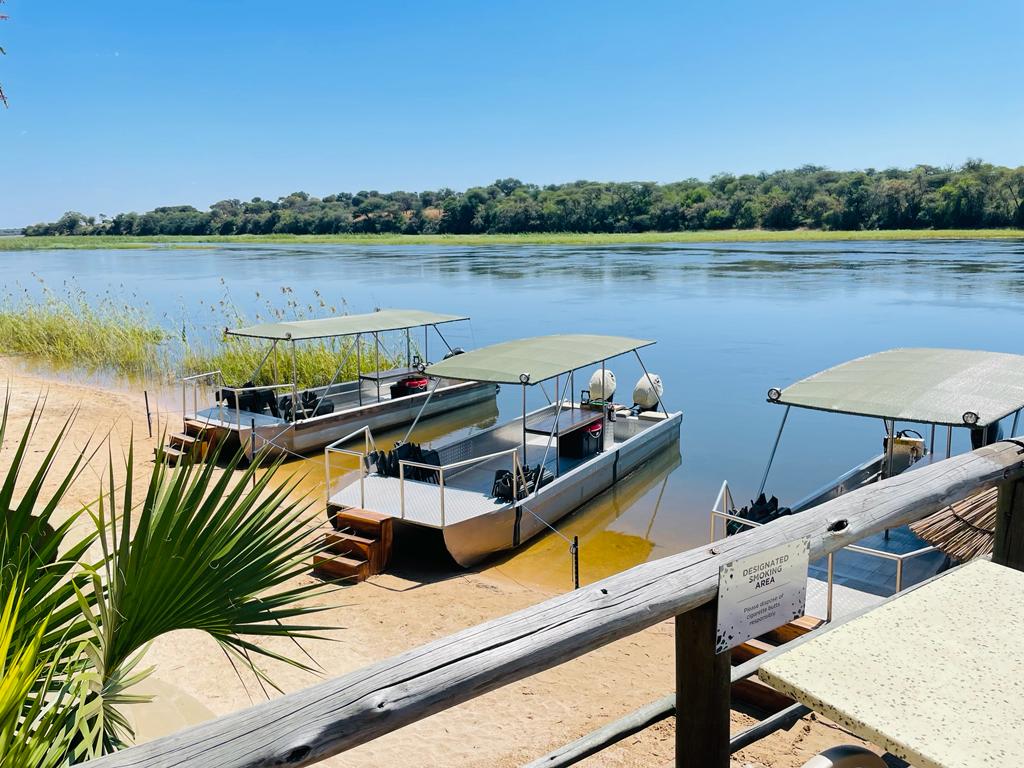 The phone depicts the view of Kavango river at Hakusembe River Lodge, Rundu.