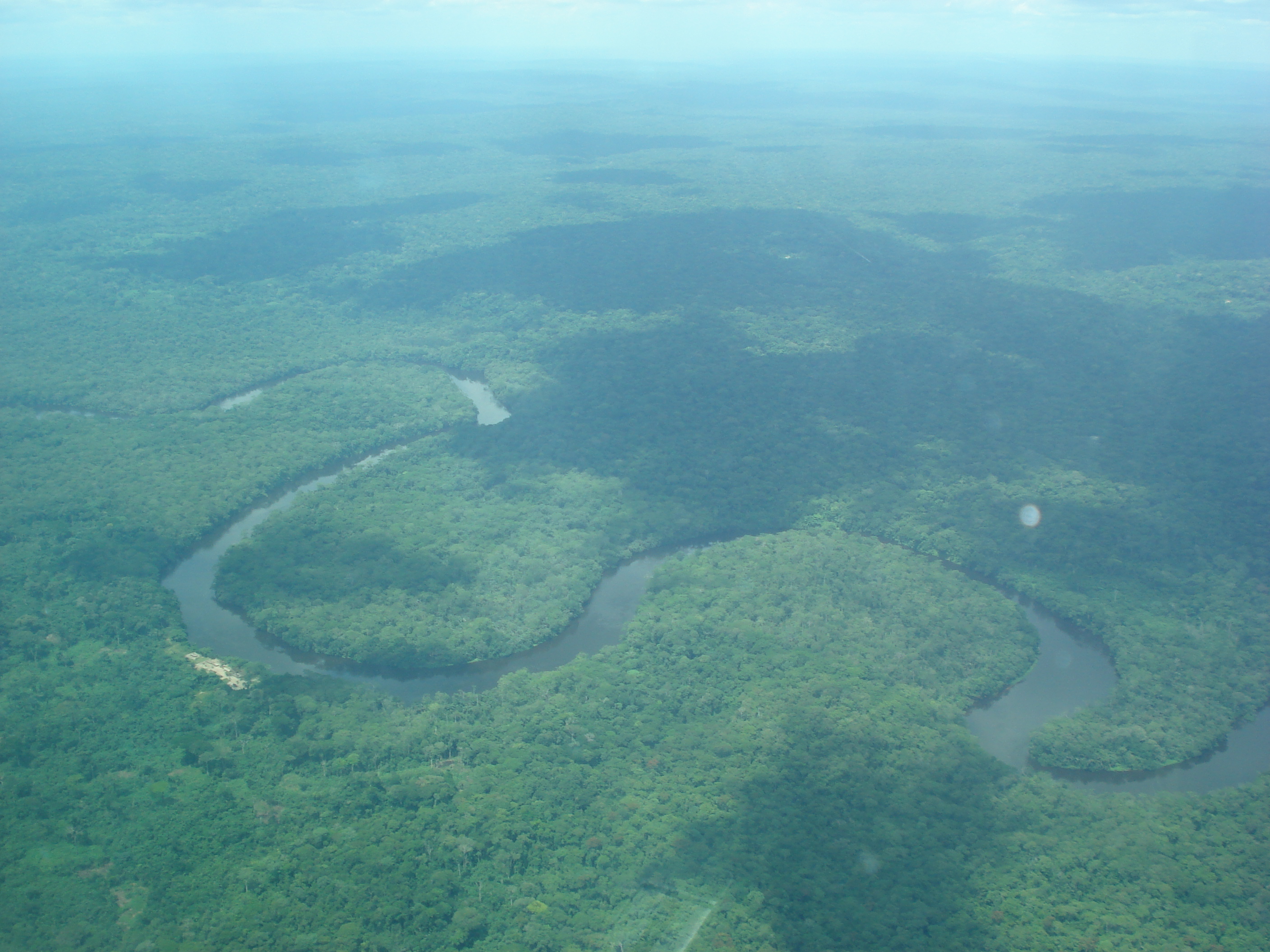 Aerial view of the Lukenie River of central Democratic Republic of the Congo (DRC)