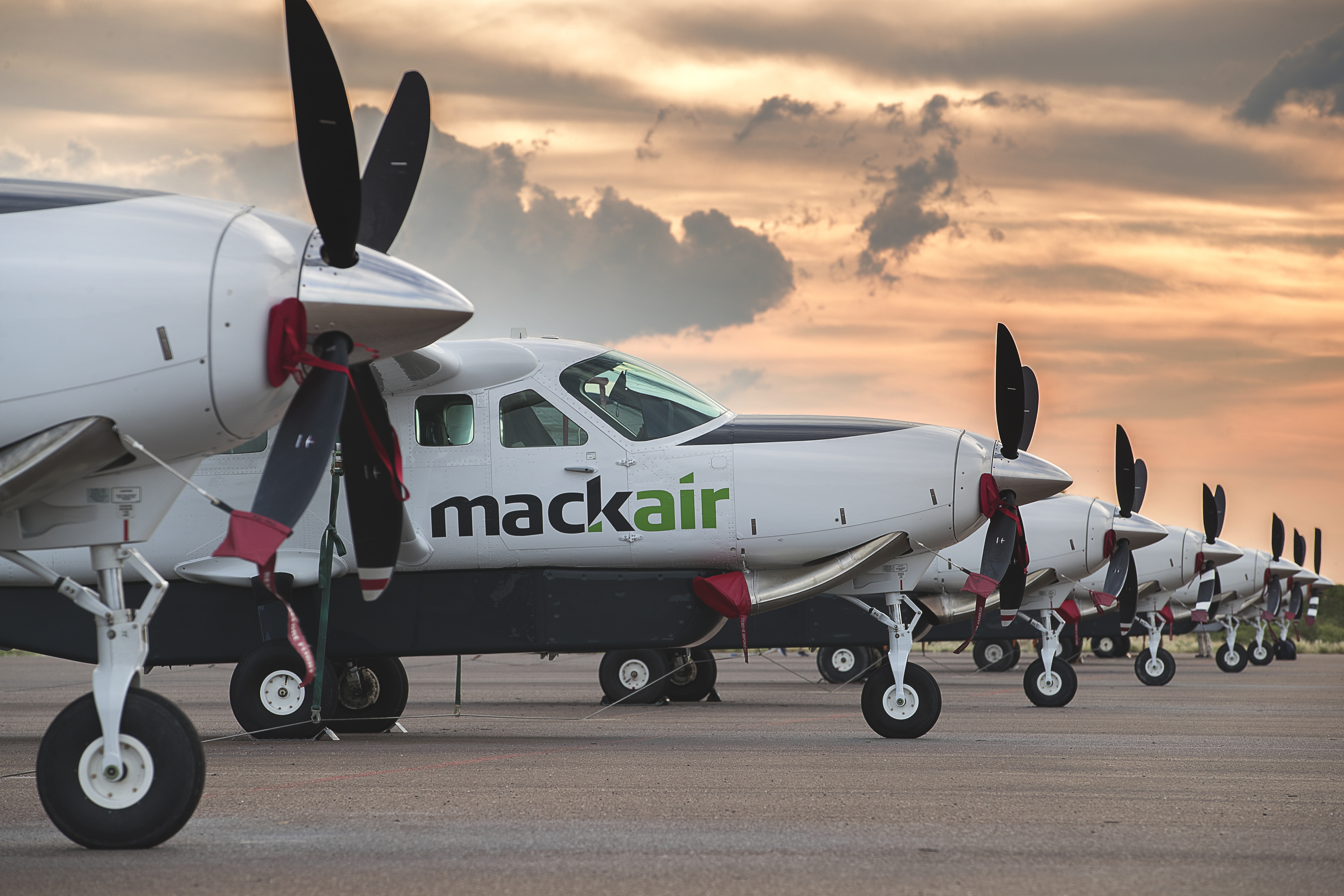 Mack Air aircraft lined up in Maun, Botswana