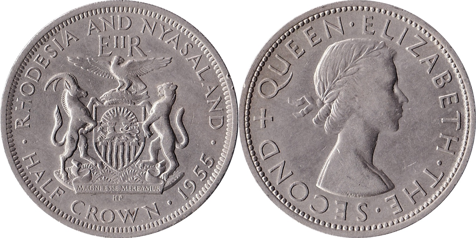 Coin from Rhodesia and Nyasaland - half crown, 1955