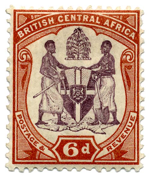 Scan of British Central Africa 6p stamp of 1901