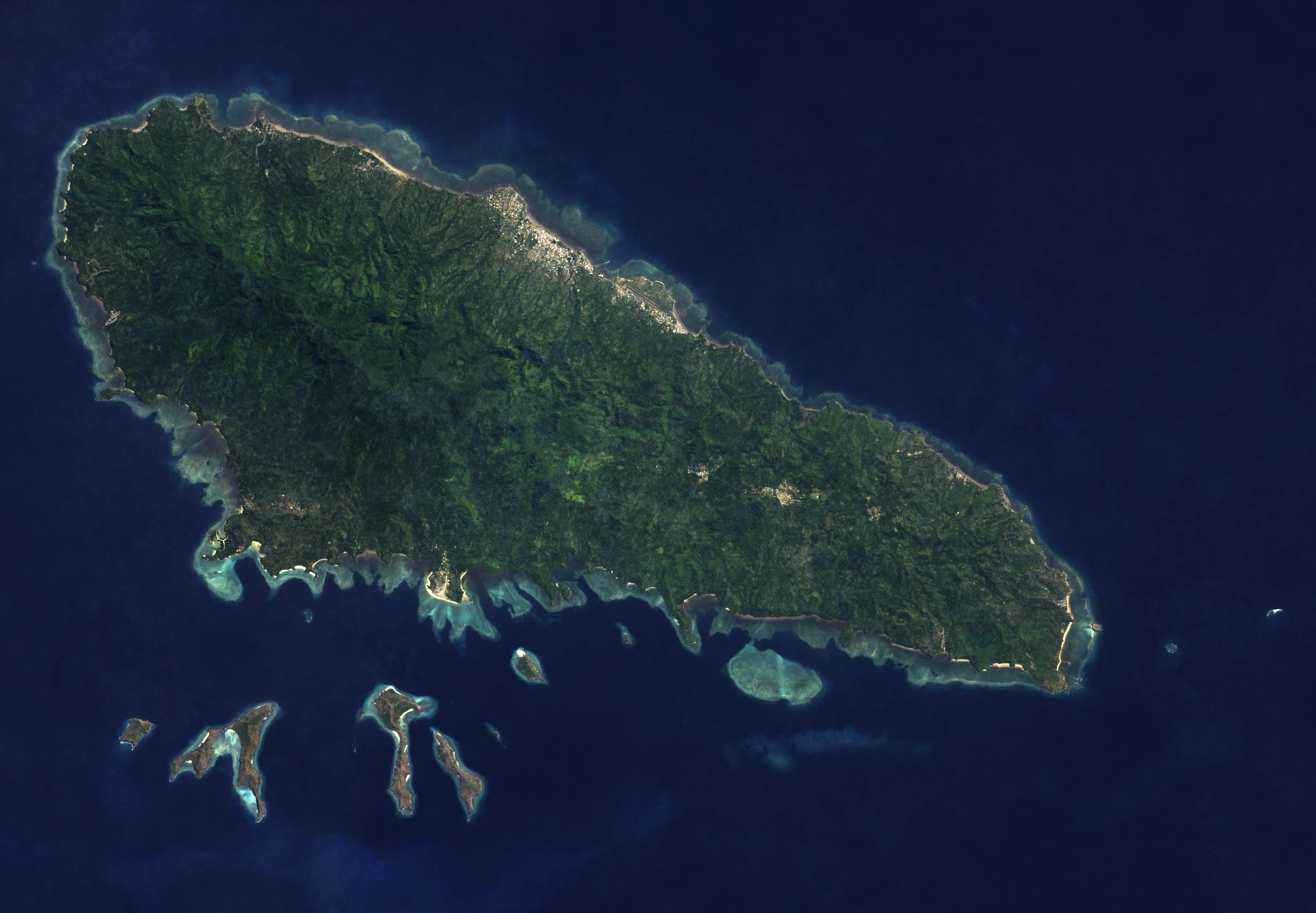 A cloud-free composite satellite image of Mwali utilising ESA Sentinel-2 satellite imagery captured over the 2022 and processed using Google Earth Engine.