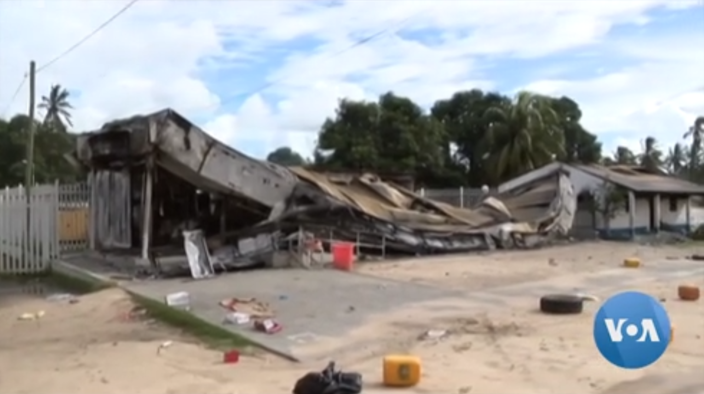 One of the buildings destroyed during the battle of Palma.