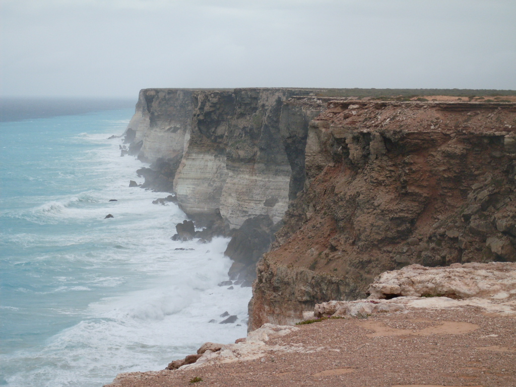 A image of the cliffs of South Australia meeting the sea in the Great Australian Bight Commonwealth Marine Reserve. Taken in 2010 when it was known as the Great Australian Bight Marine Park.