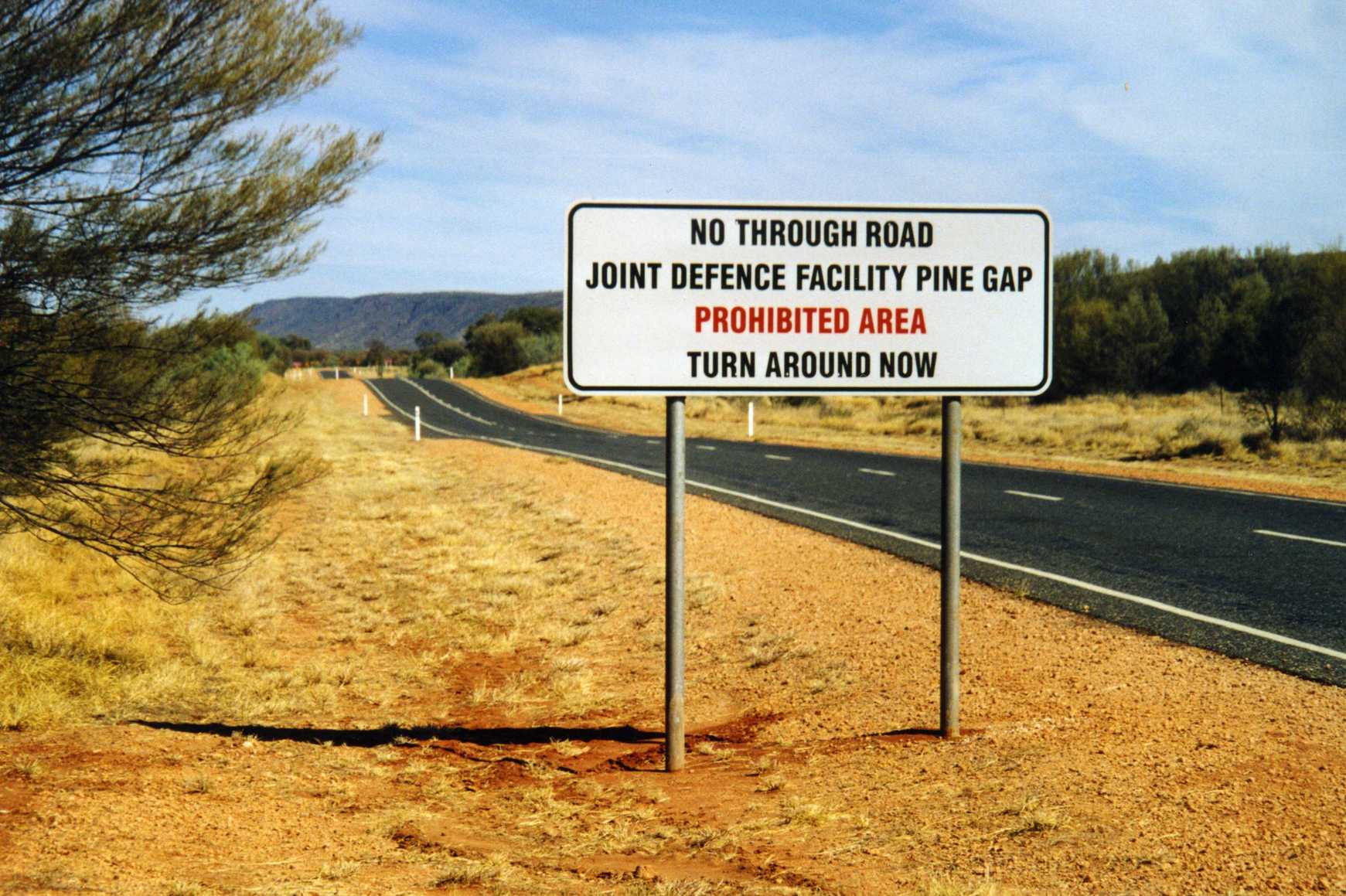 The road to the Joint Defence Facility of Pine Gap, near Alice Springs, Australia.