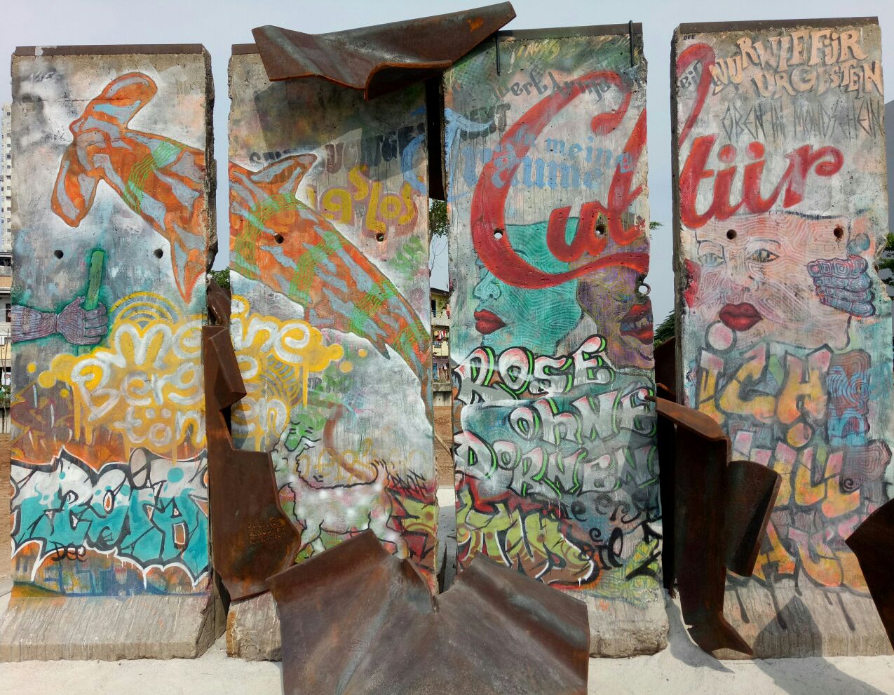 A section of four slabs of the Berlin Wall located in the Kalijodo Park, Jakarta, Indonesia