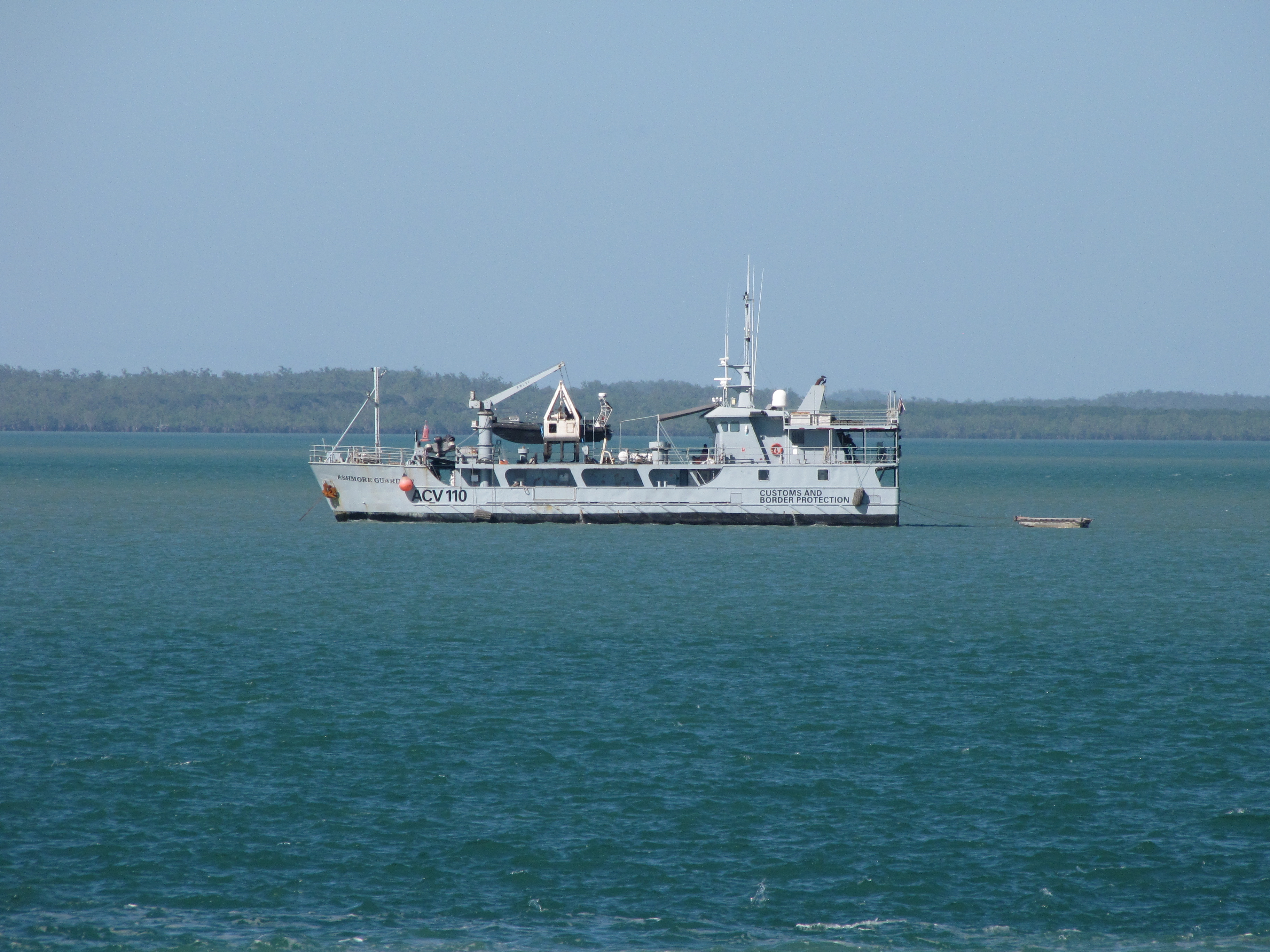 Australian Customs Vessel Ashmore Guardian ACV110 in Darwin Harbour.  This ship is usually stationed at Ashmore Reef for normal duty.