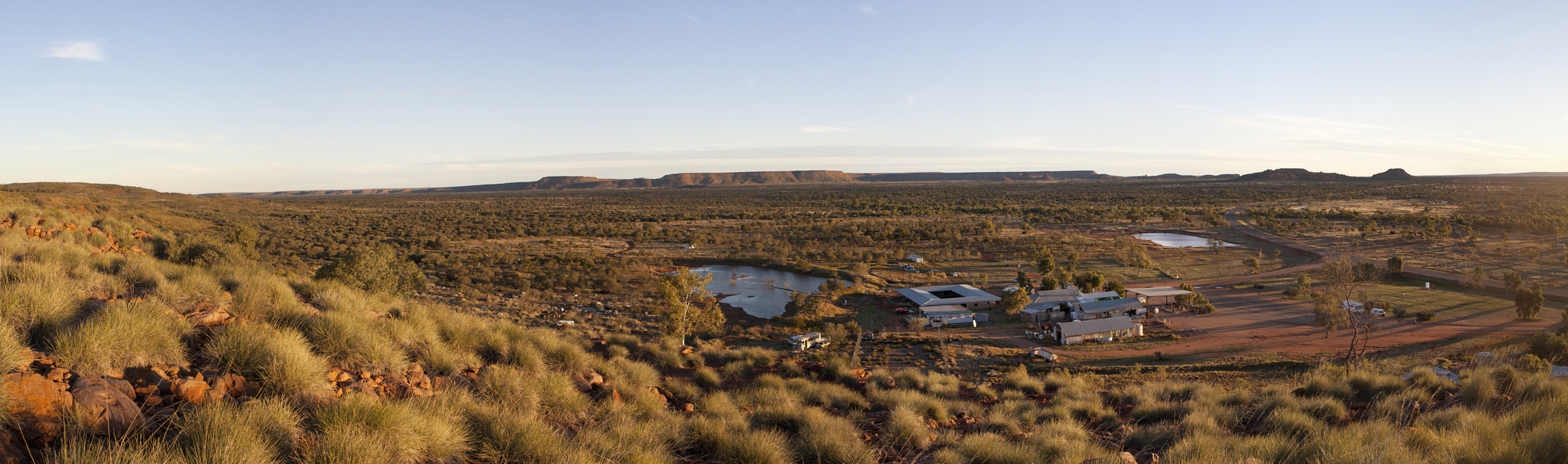 Panorama of Barrow Creek Roadhouse and surrounds