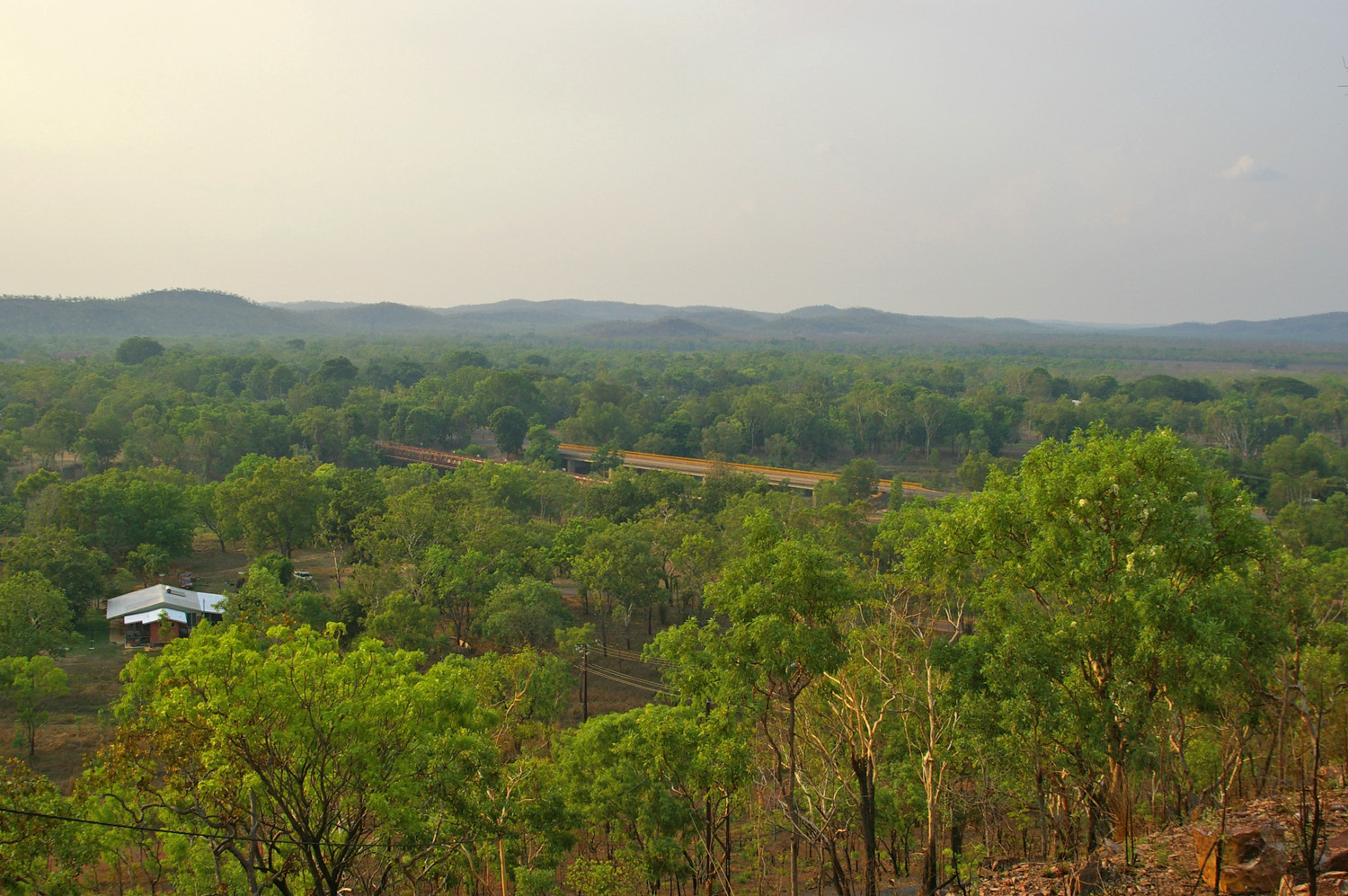 Overlooking over the township of Adelaide River as well as the river from a local lookout at the Township of Adelaide River during the start of the Build-Up.