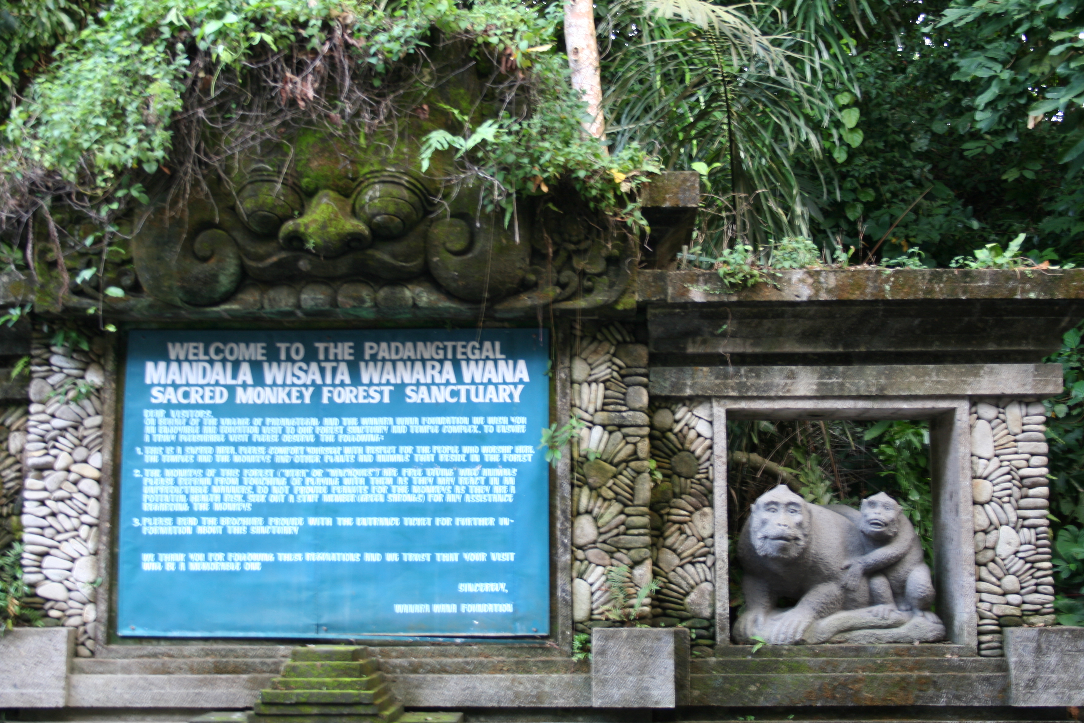 welcome sign at Ubud Monkey Forest, Bali, Indonesia
