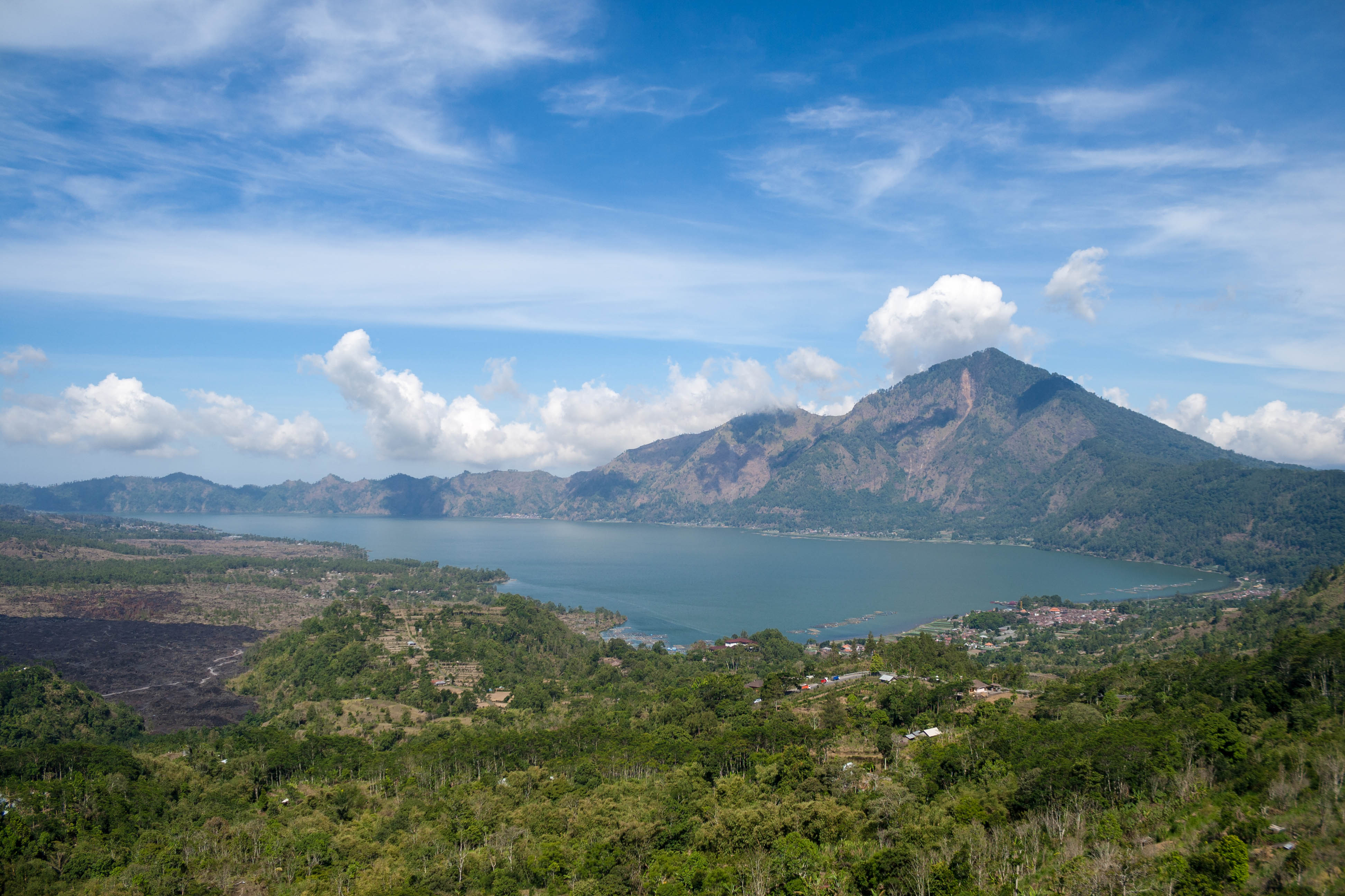 Lake Batur &amp; Mount Abang in Bali, Indonesia.