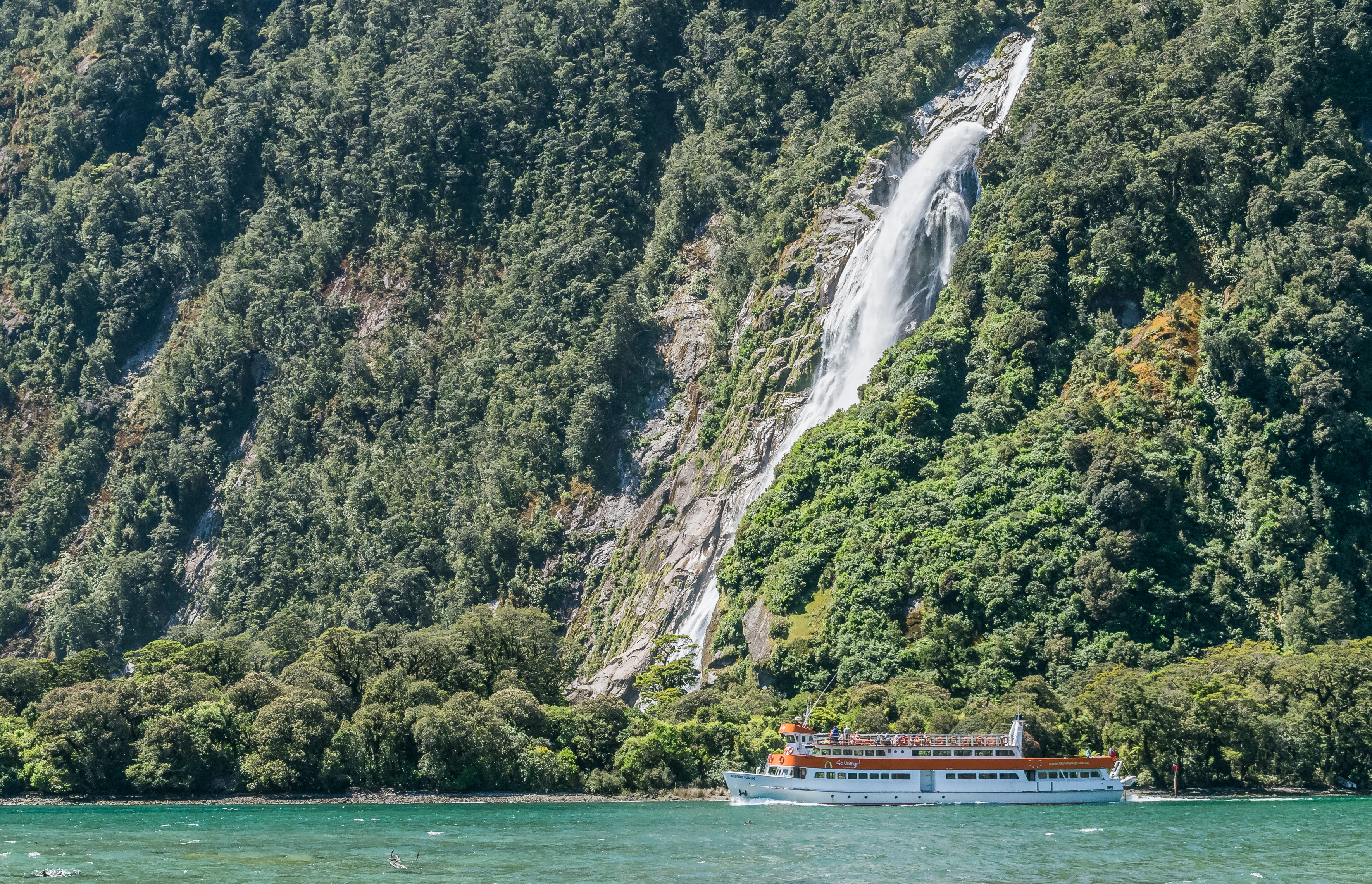 Bowen Falls in Fiordland National Park, South Island of New Zealand