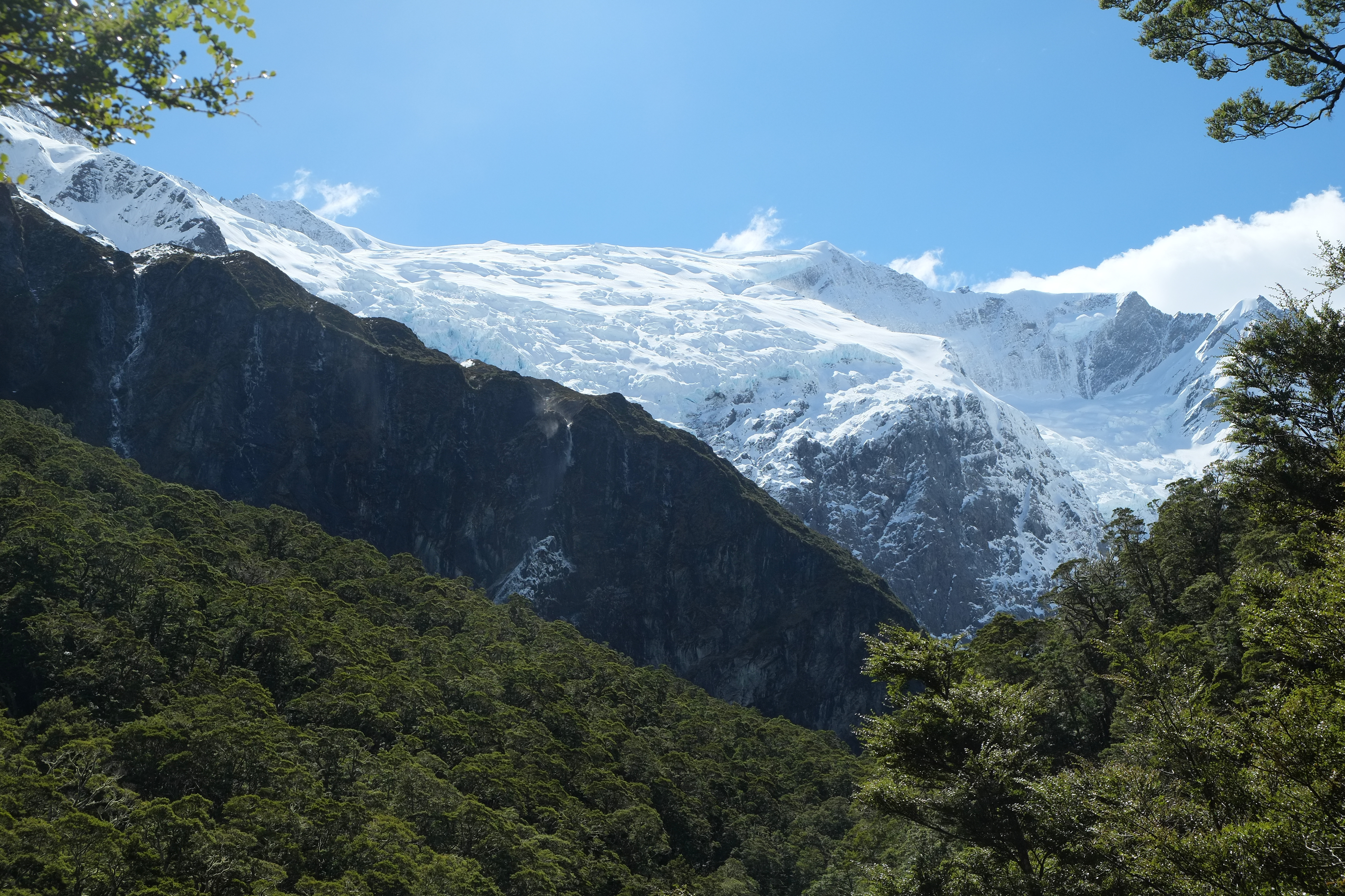 Rob Roy Glacier from far below in valley