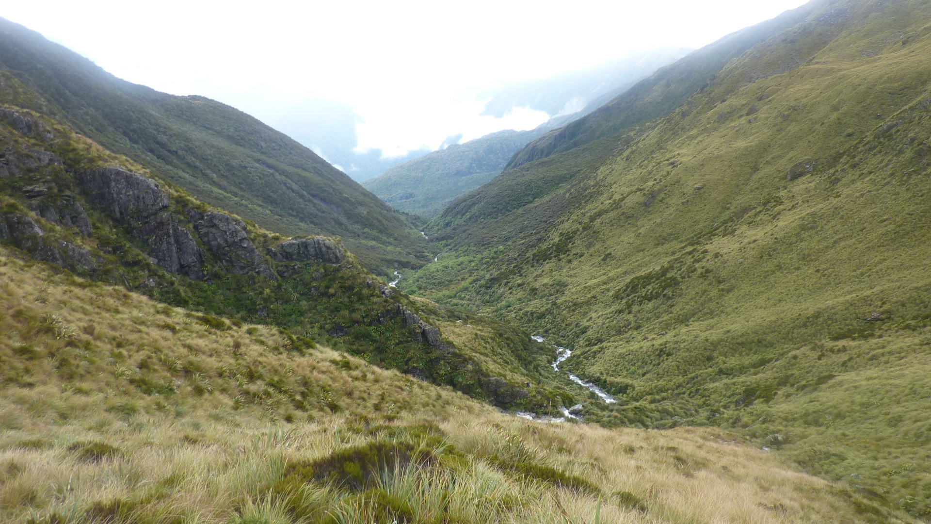 Hokitika River - Upper Reaches - Looking North from below Frew Saddle - Flowing towards the Mungo / Hokitika River Junction