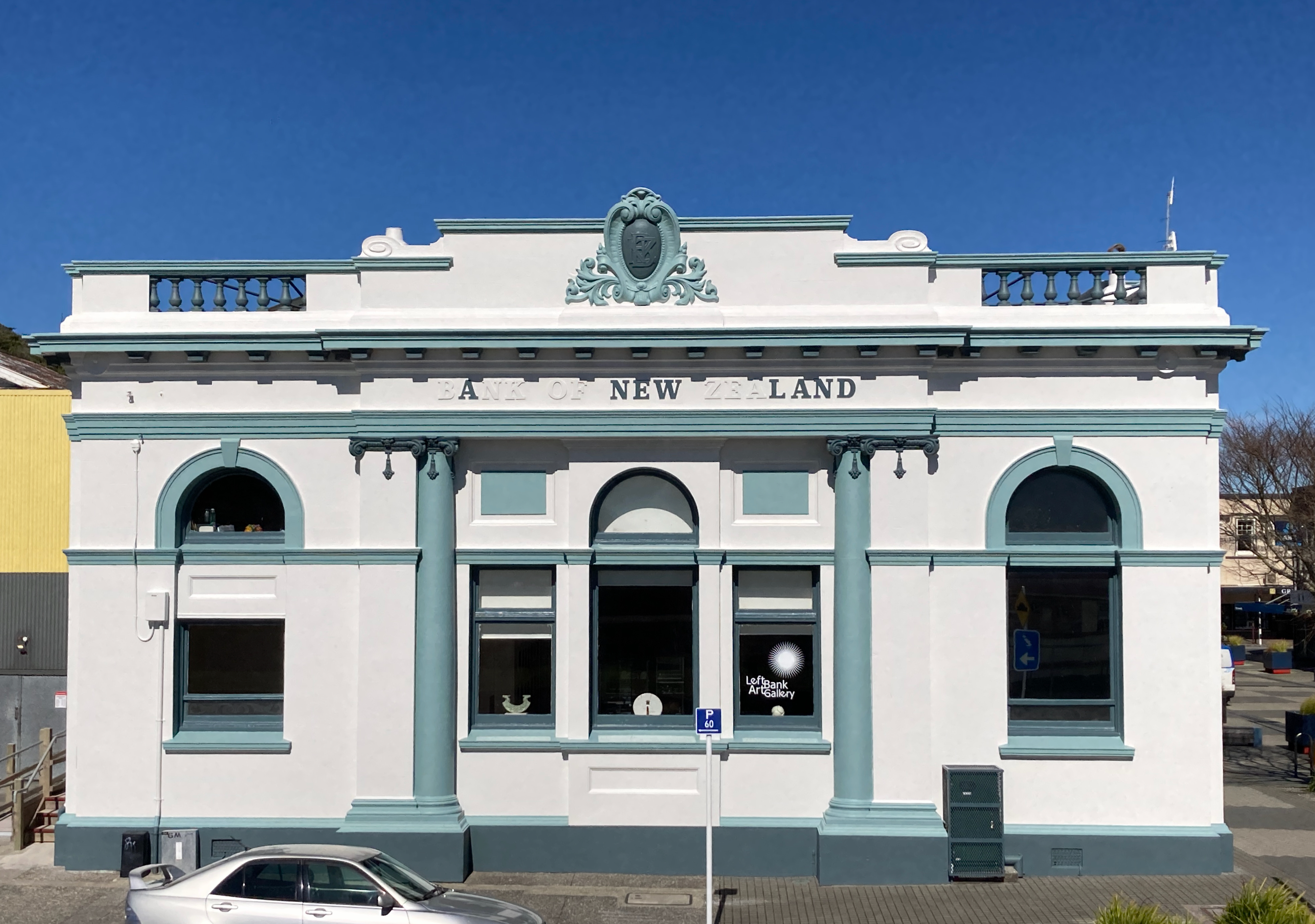 Left Bank Art Gallery in the former BNZ building, Greymouth, West Coast, New Zealand
