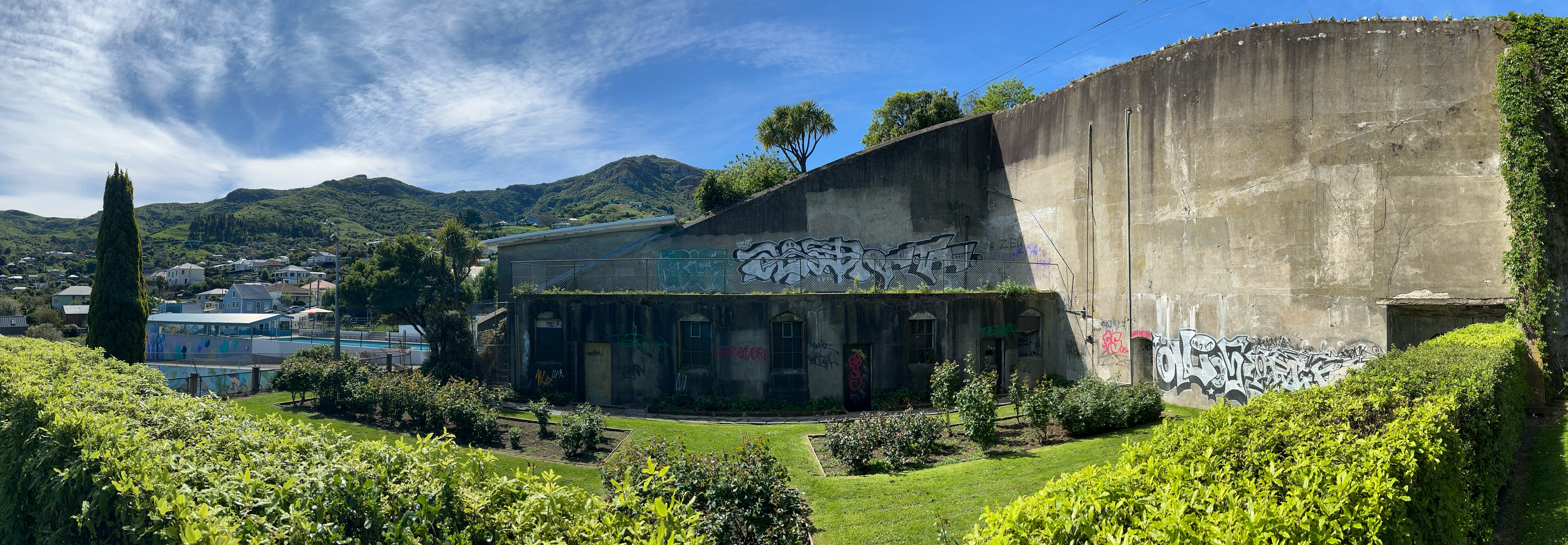 Panorama of Lyttelton Gaol taken during the Lyttelton edit-a-thon in 2025.