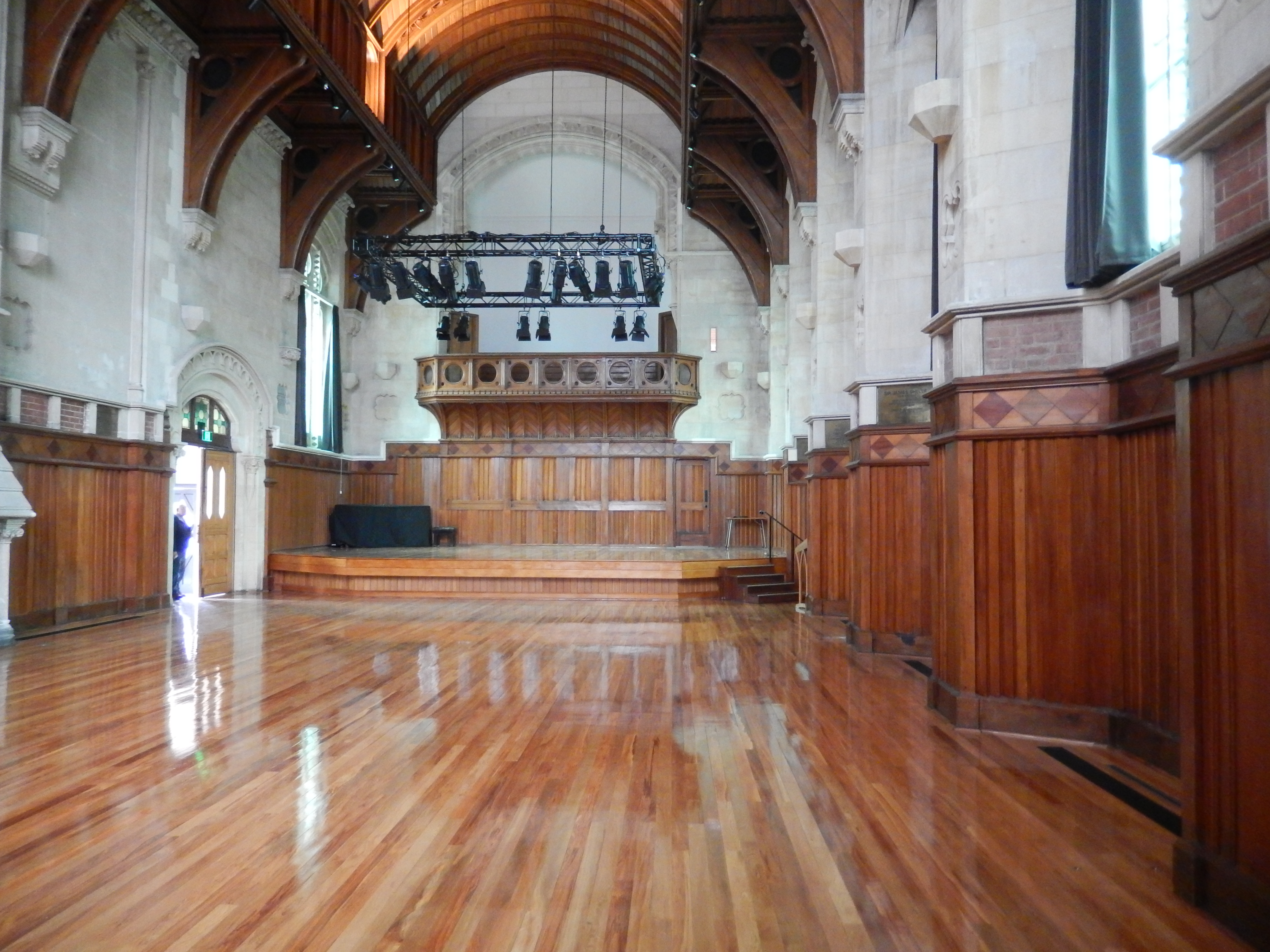 Christchurch Arts Centre Great Hall Interior. New Zealand Historic Places Trust Register number: 7301.