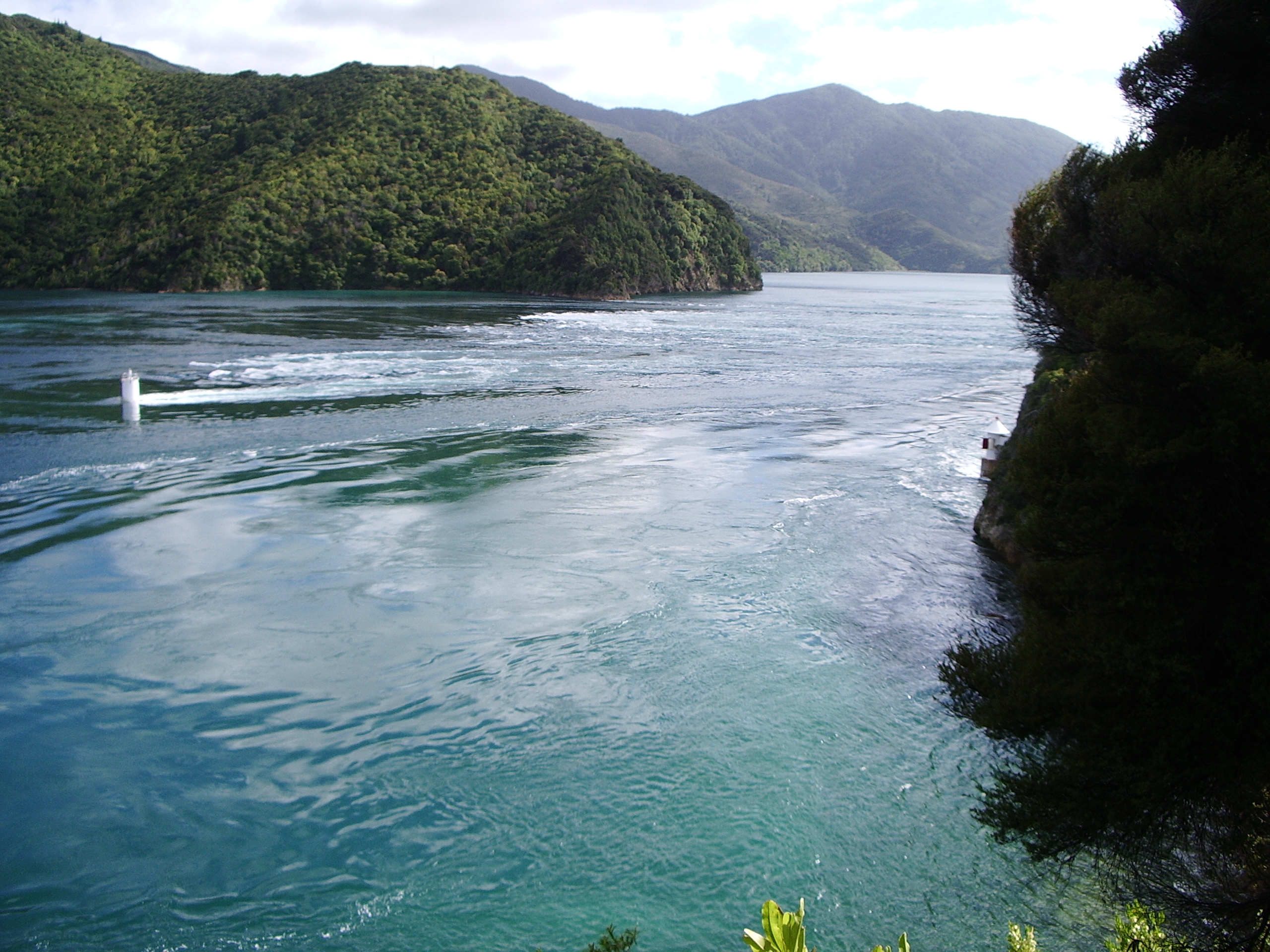 image of French Pass from the SW during flow to the NE