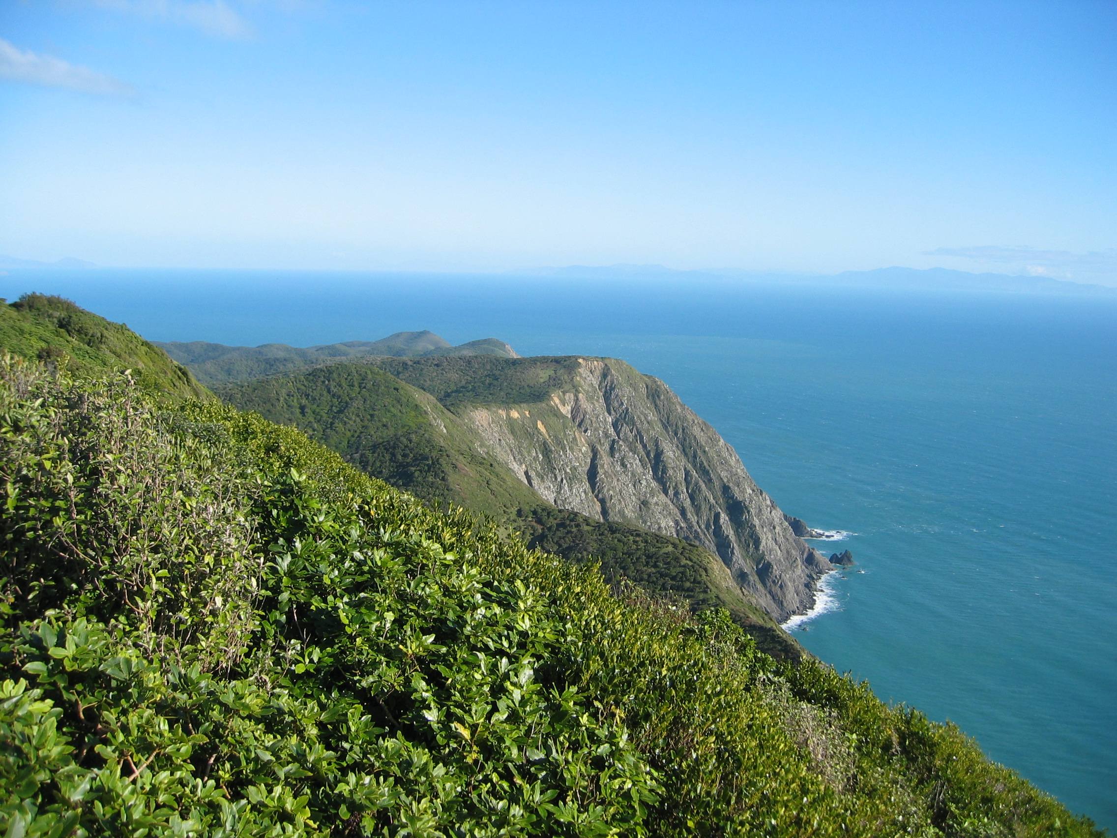 Looking southwest towards Cook Strait and the South Island from Kapiti Island, New Zealand