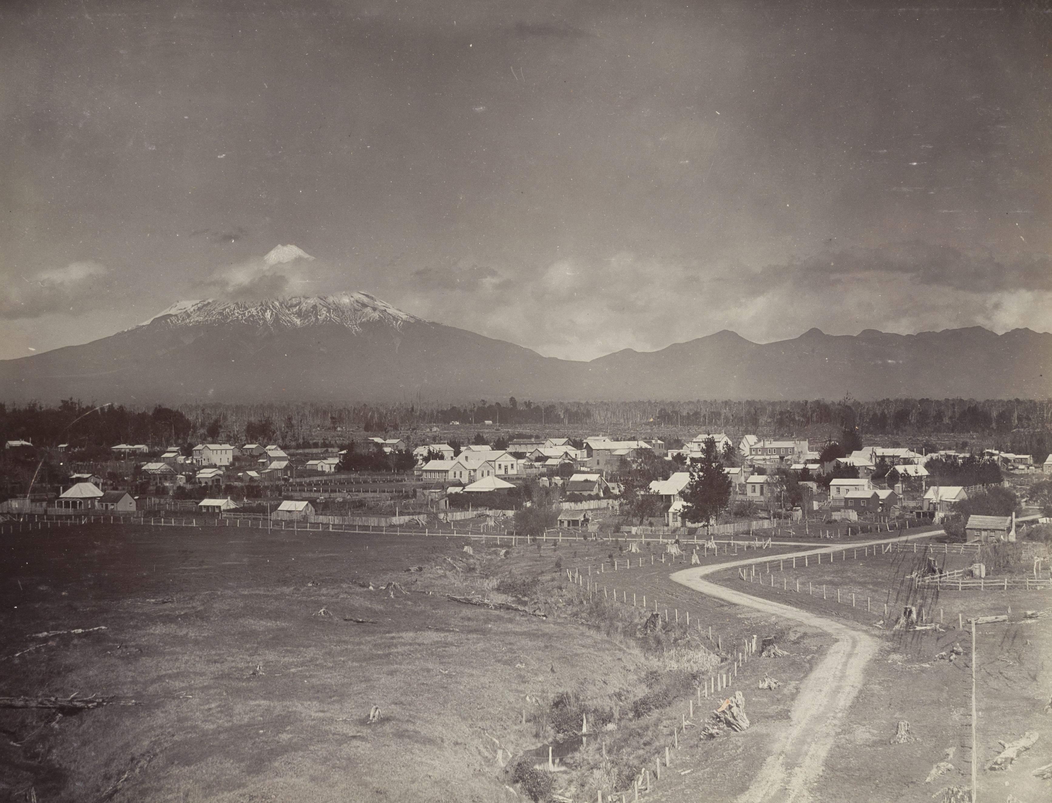 Mount Taranaki (Mt Egmont), from Inglewood, New Zealand, 1896, photographic print from the C. A. Ewen collection, State Library of New South Wales, DL PX 150