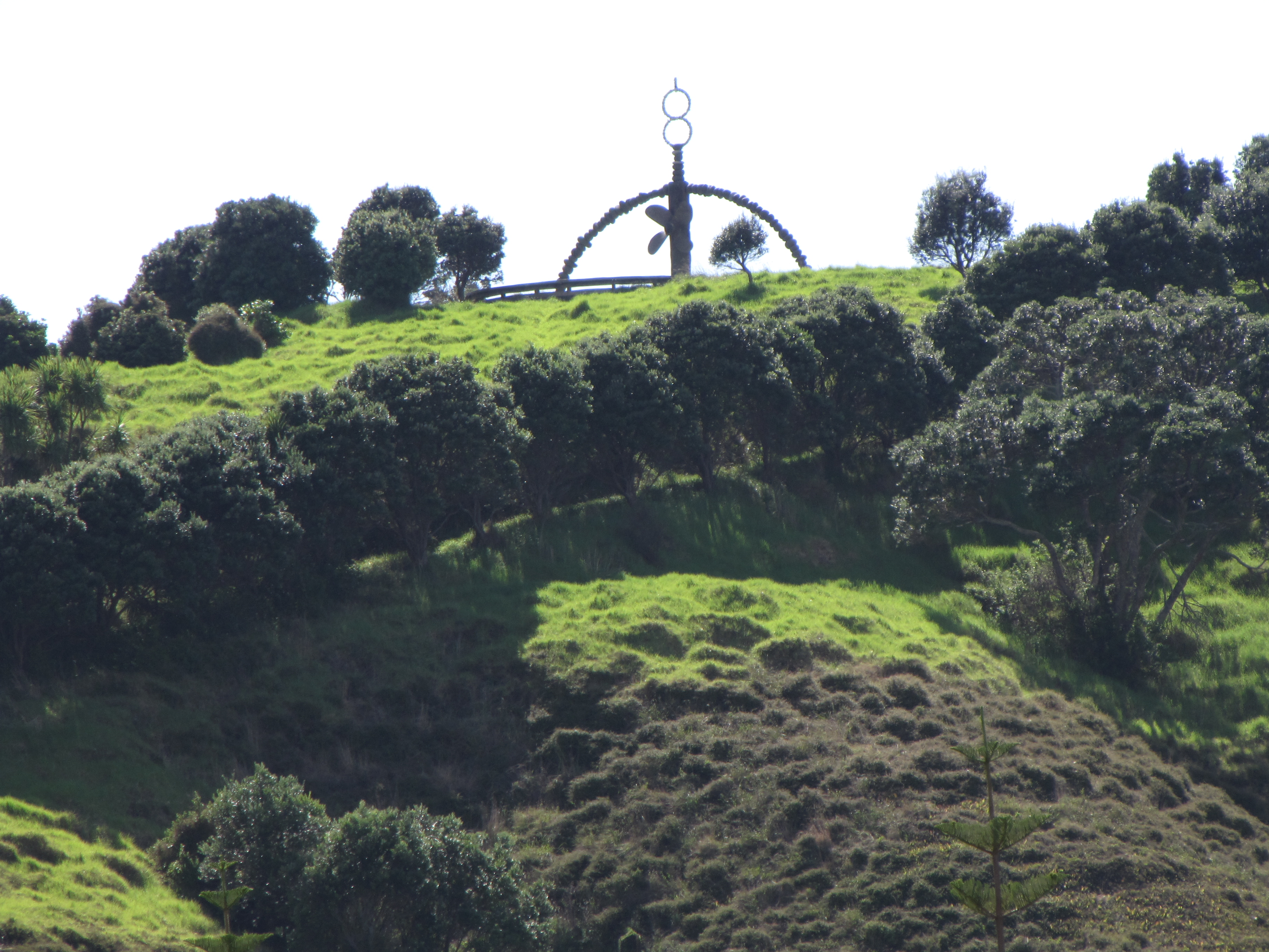 Matauri Bay, Northland, New Zealand. Memorial to the Rainbow Warrior, a Greenpeace vessel sunk in Auckland by French agents in 1985.