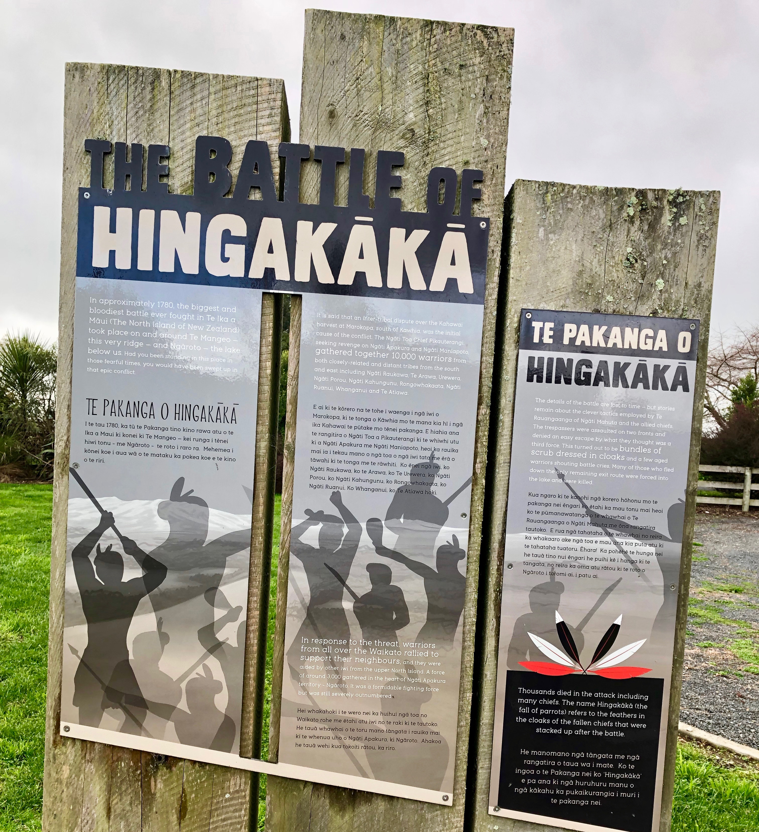 Battle of Hingakāka information board at Yarndley's Bush car park