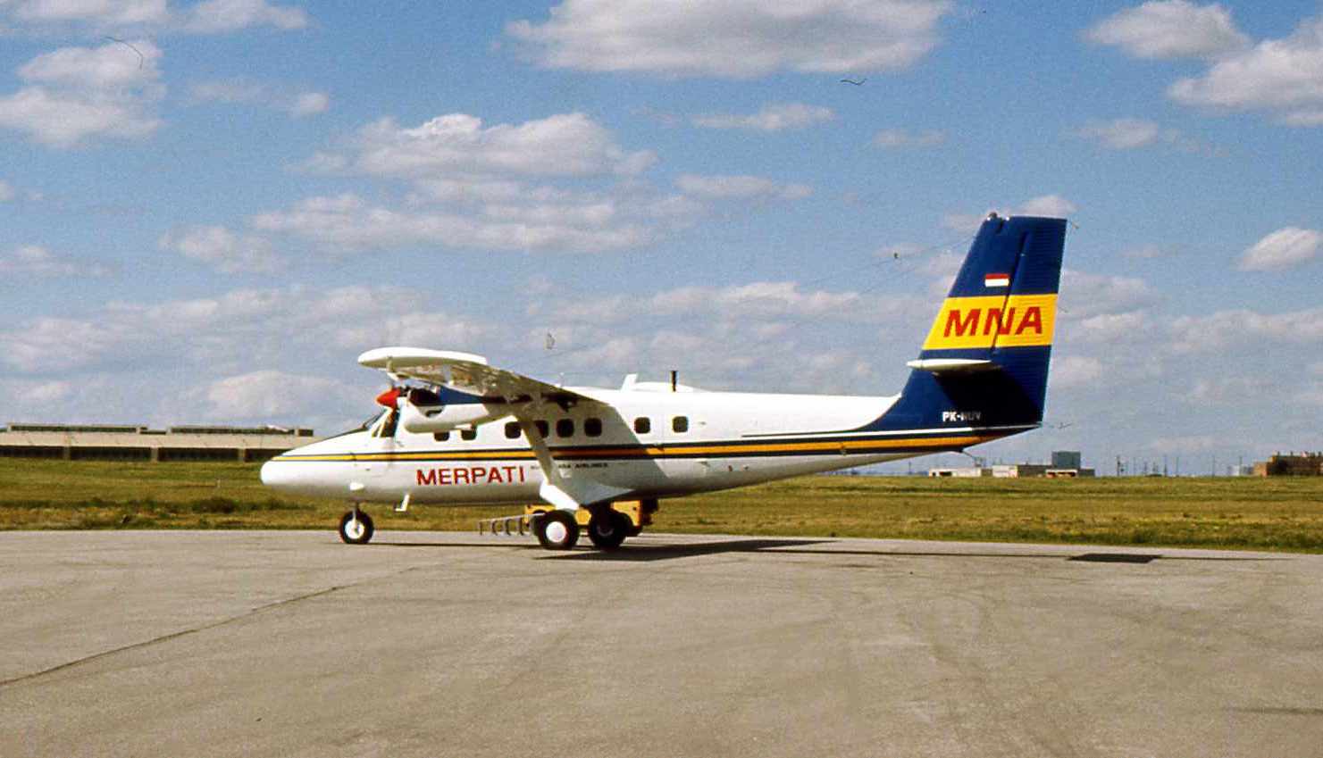 Canada, Downsview Airport. Merpati Nusantara Airlines de Havilland Canada DHC-6 Twin Otter PK-NUV at de Havilland Canada plant in Downsview before delivery.
