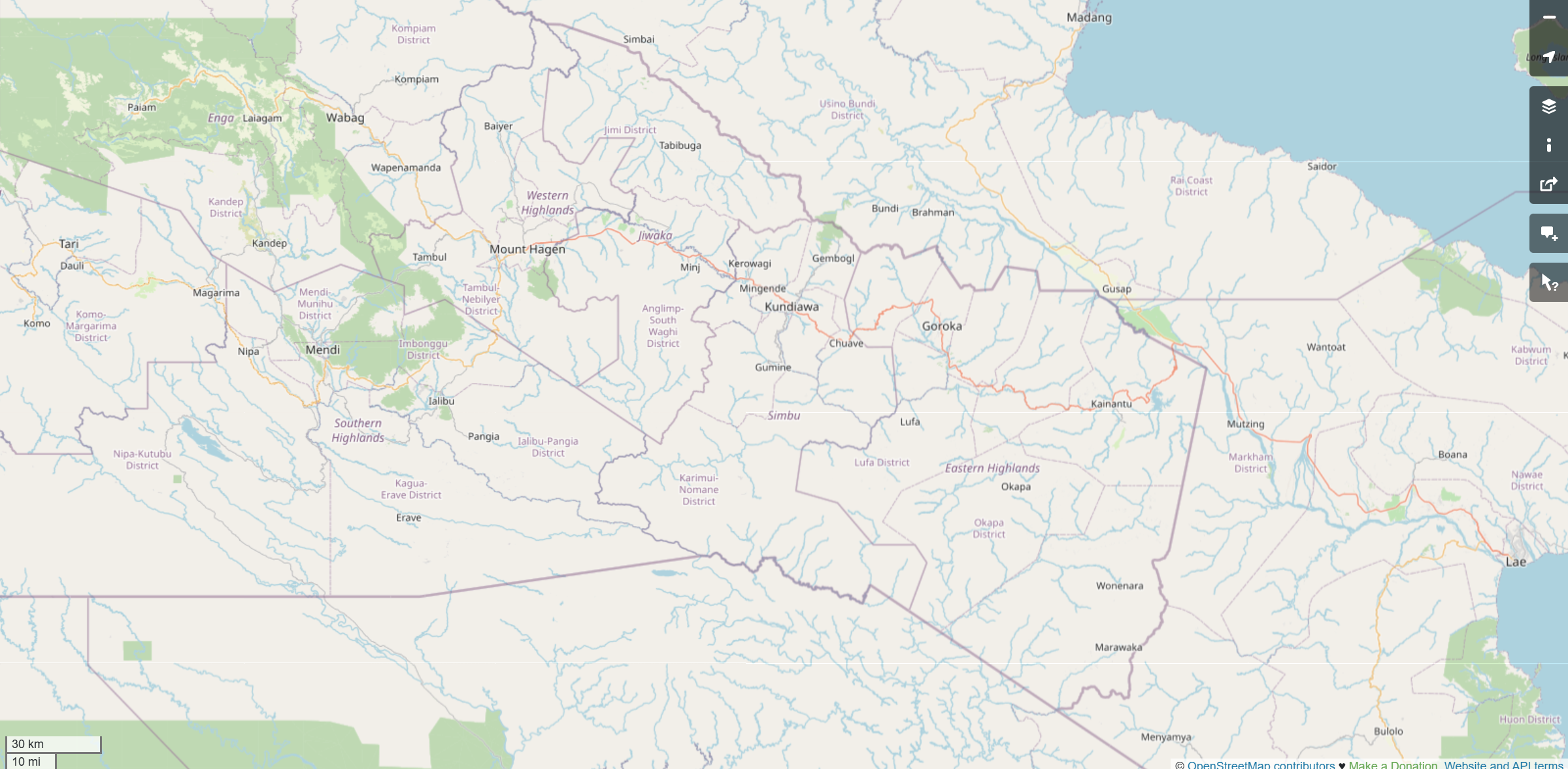 The Highlands Highway in OpenStreetMap