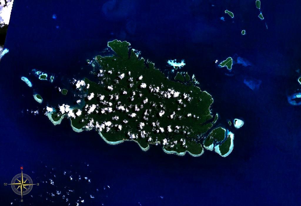Shortland Island in the Solomon Islands. Satellite view.