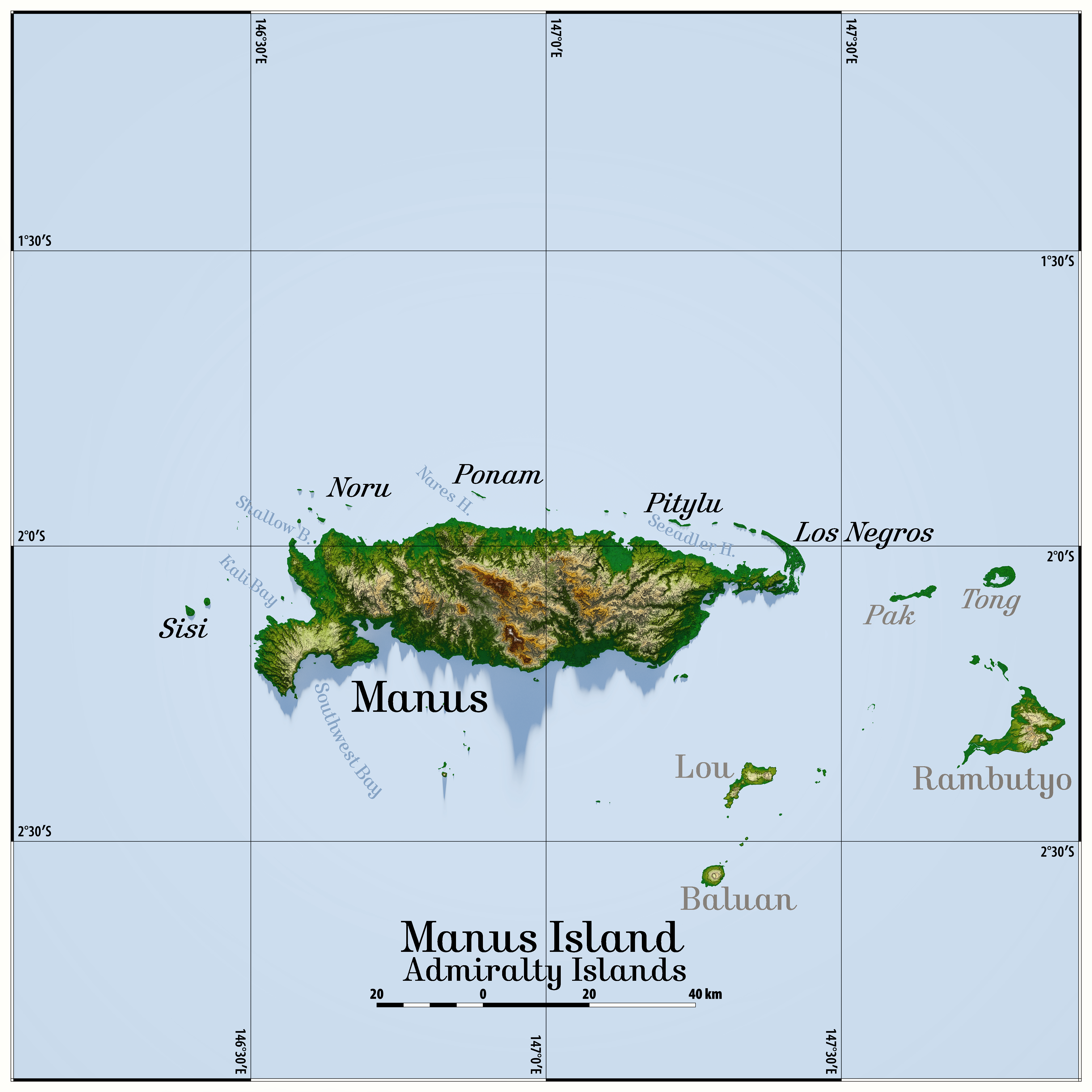 Carte de l'île Manus